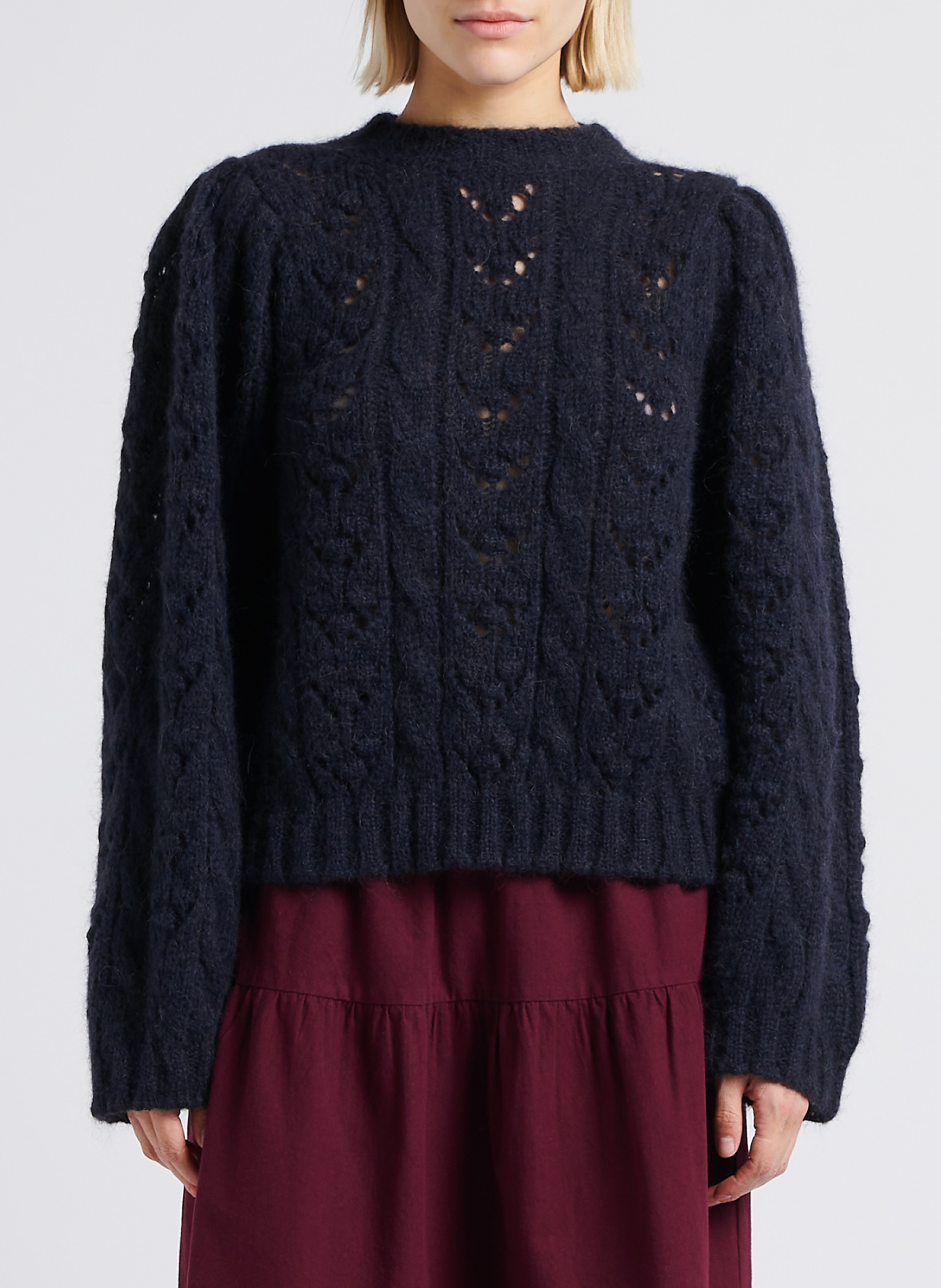 Gerade geschnittener Wollmix-Pullover mit rundem Ausschnitt BELLEPIECE Blau