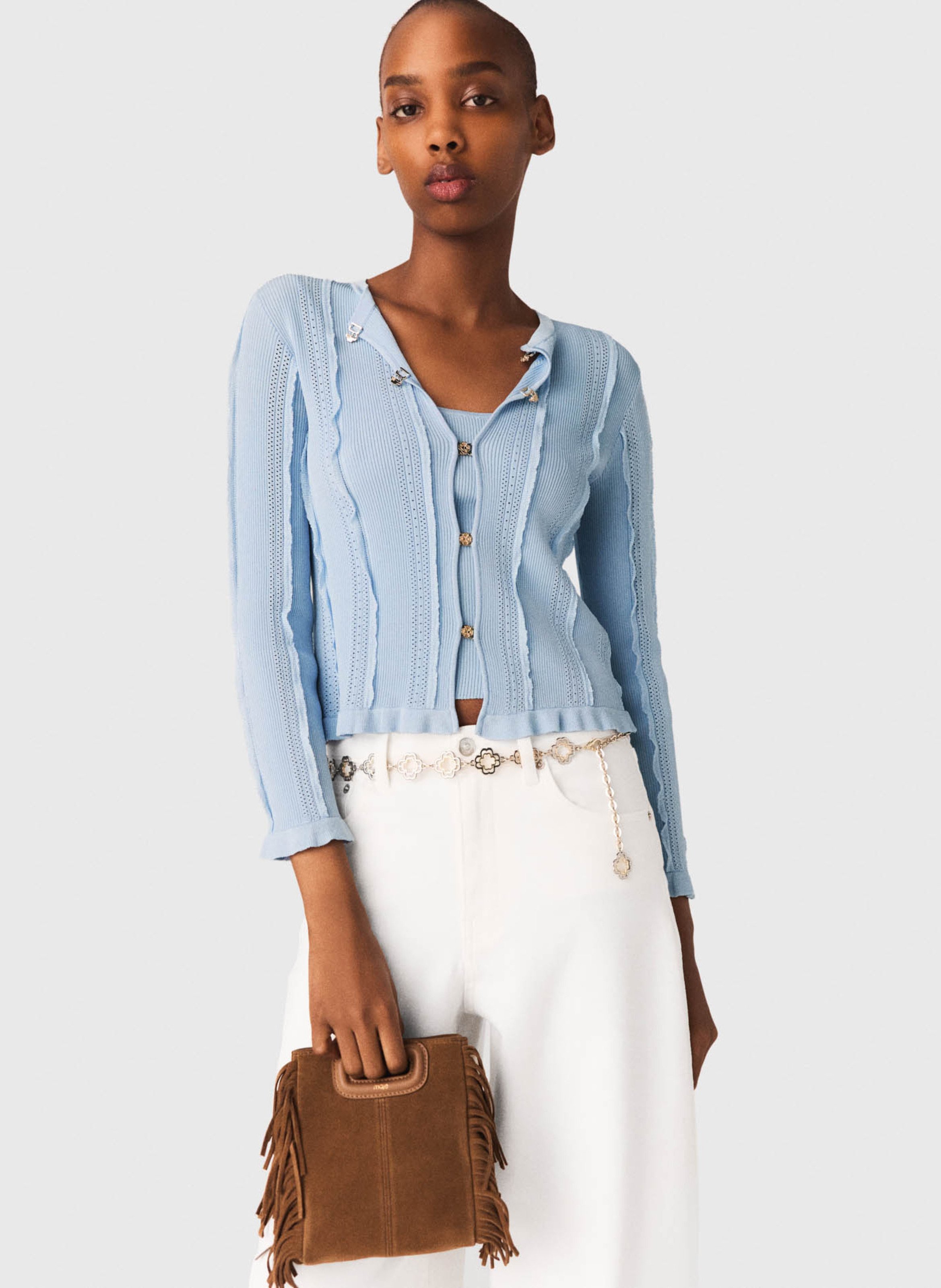 Cardigan 2-in-1 met textuur MAJE Blauw