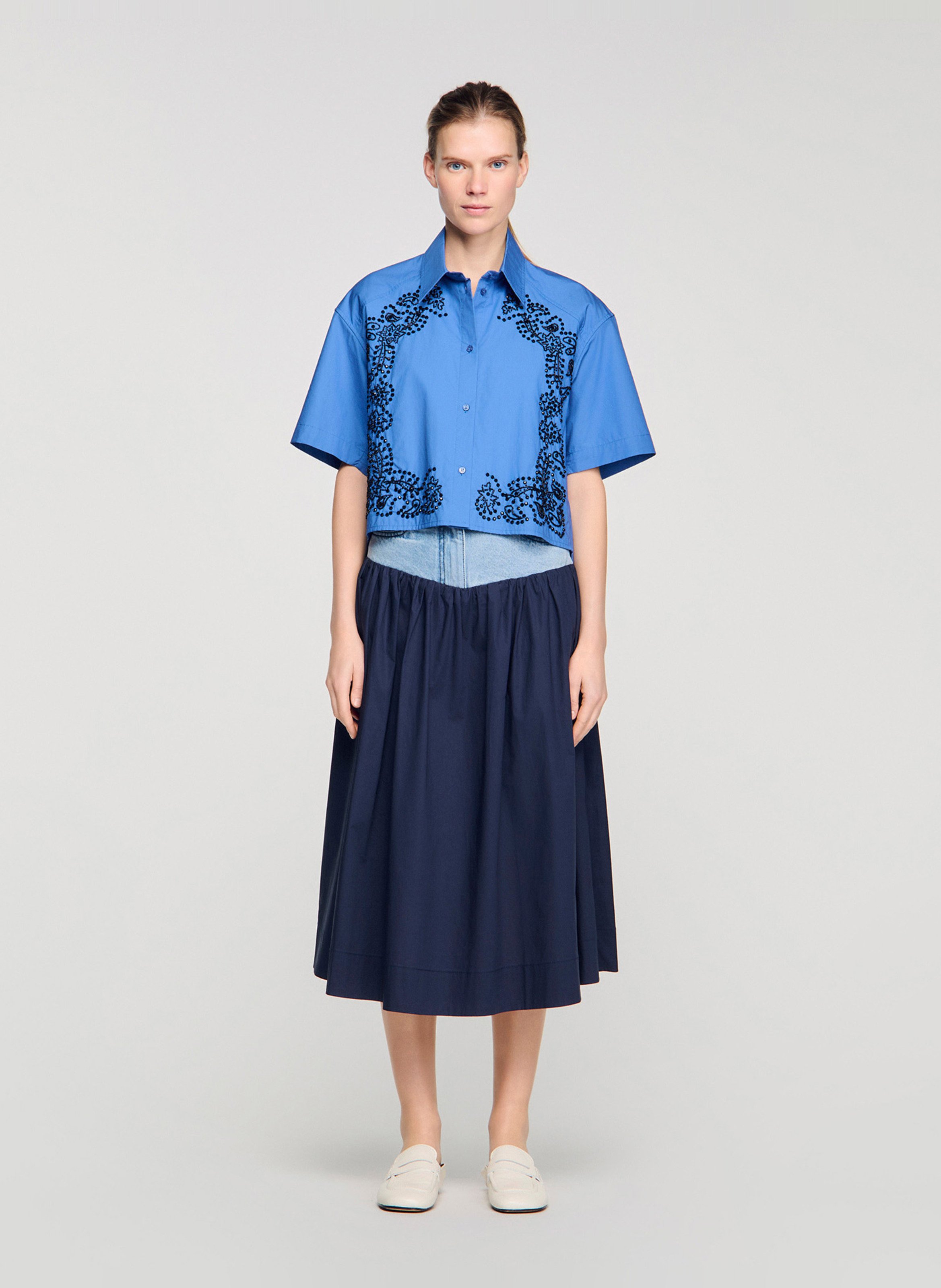 Blouse met klassieke kraag SANDRO Blauw