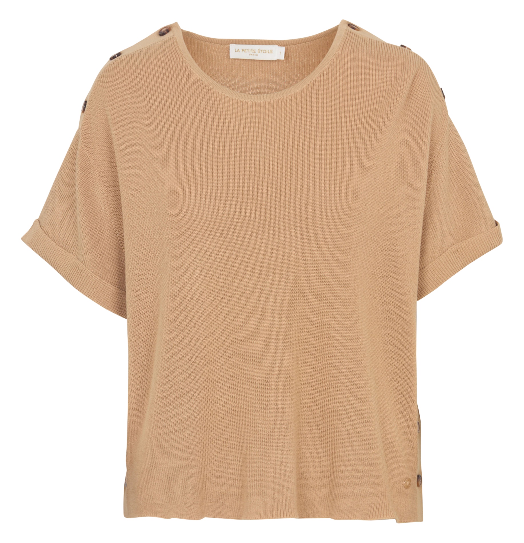 Oversize Rundhalsausschnitt Pullover mit Knöpfen LA PETITE ETOILE Braun