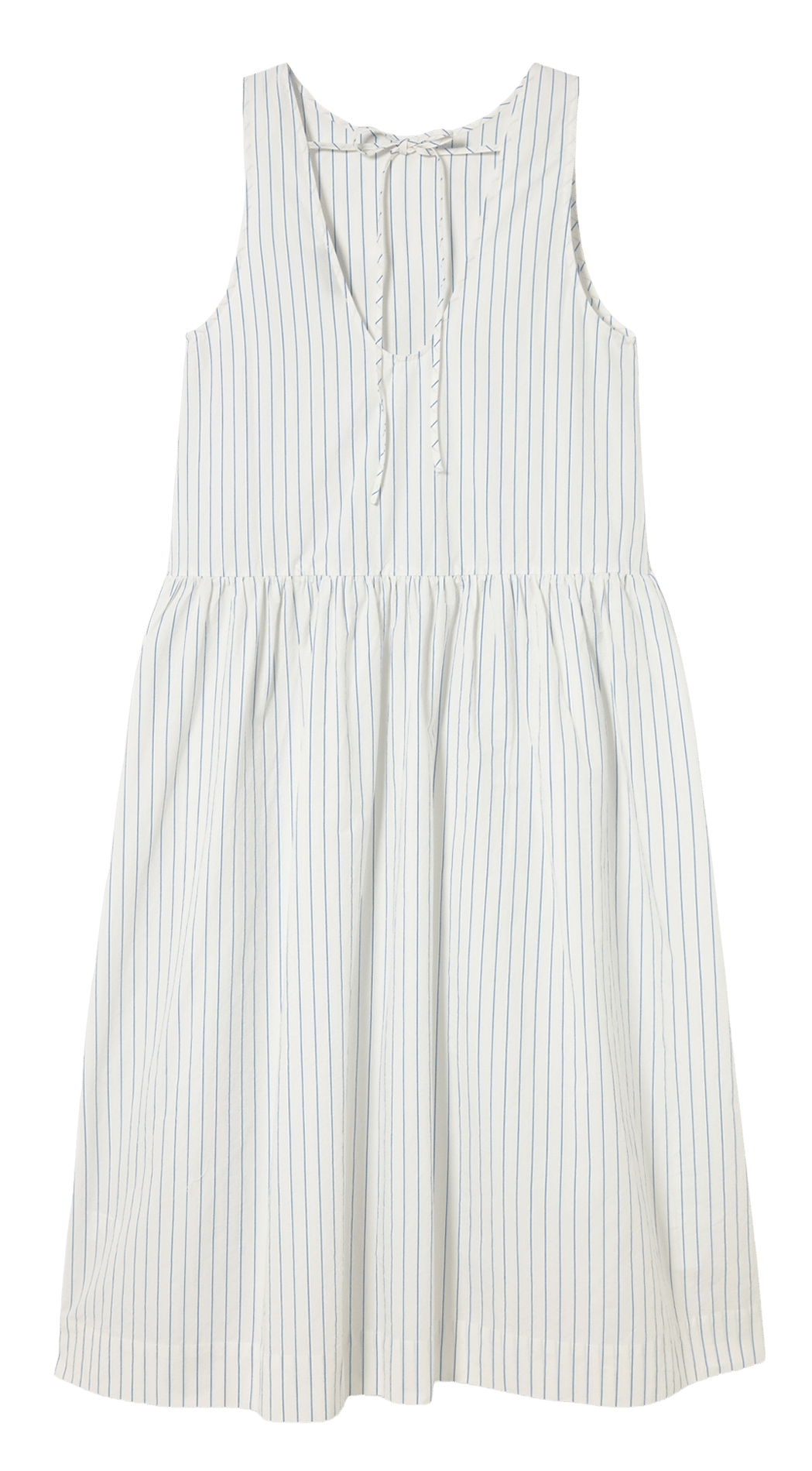 Robe longue col rond en coton et lin rayé THE TINY BIG SISTER Blanc