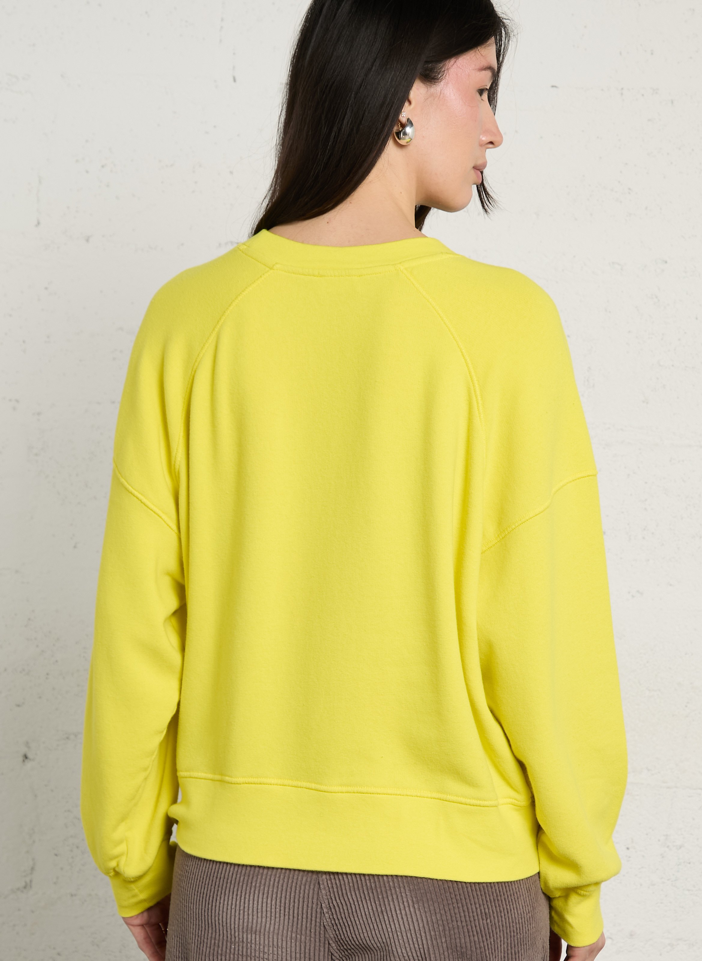 Sweat oversize col rond en coton mélangé AMERICAN VINTAGE Jaune