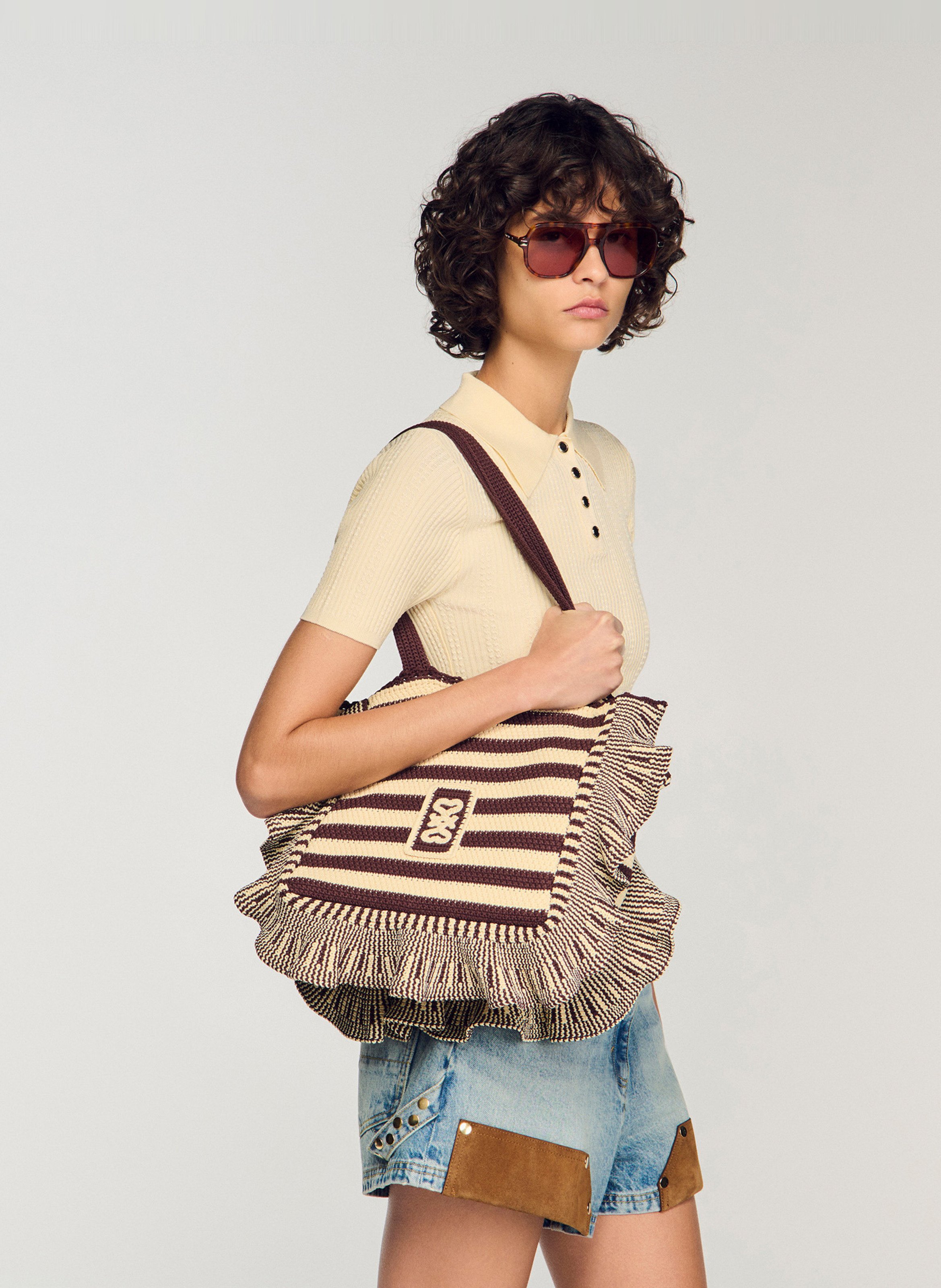 Top col polo SANDRO Beige