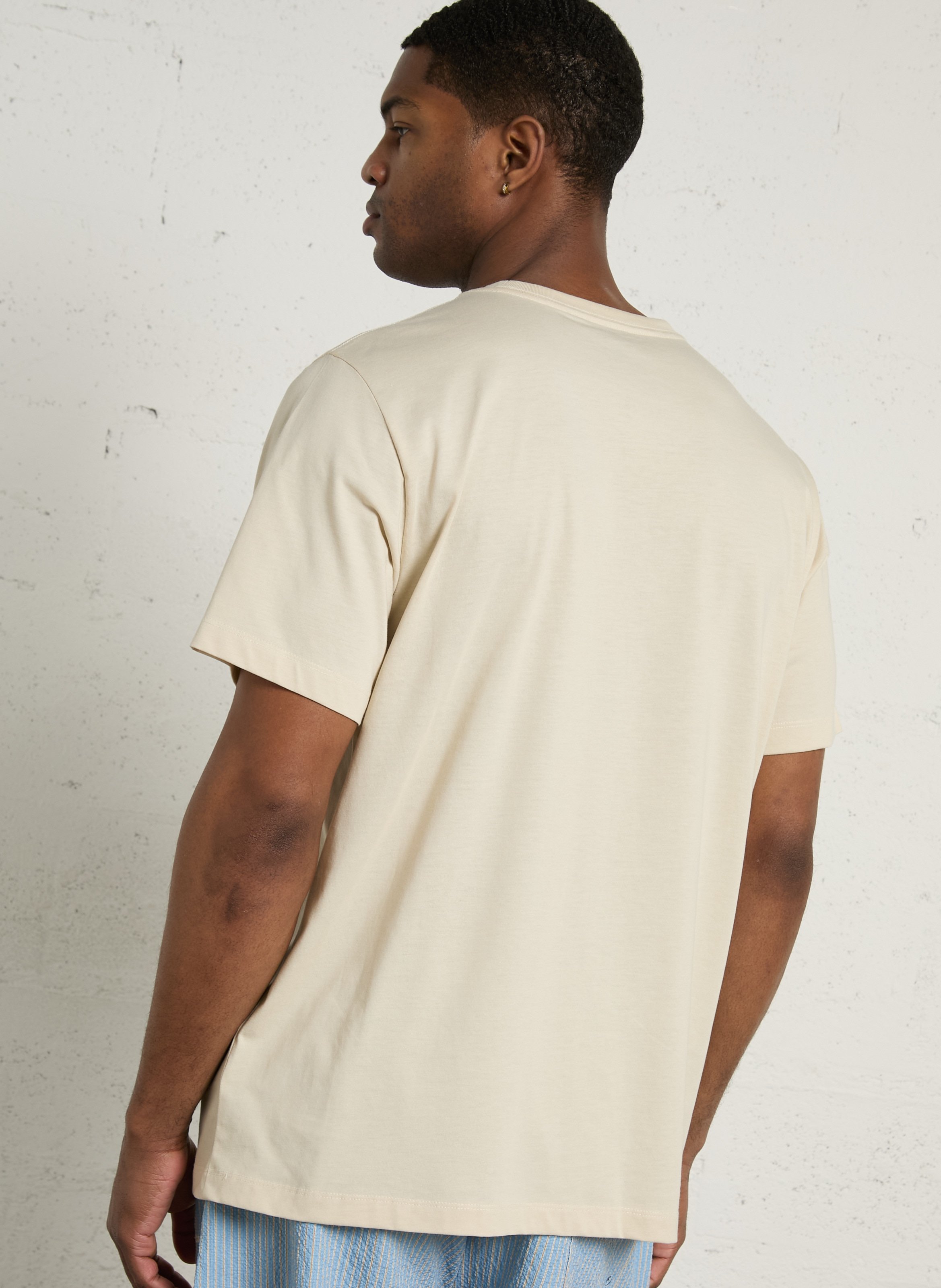 Staright embroidered round-neck cotton T-shirt THE NORTH FACE Beige