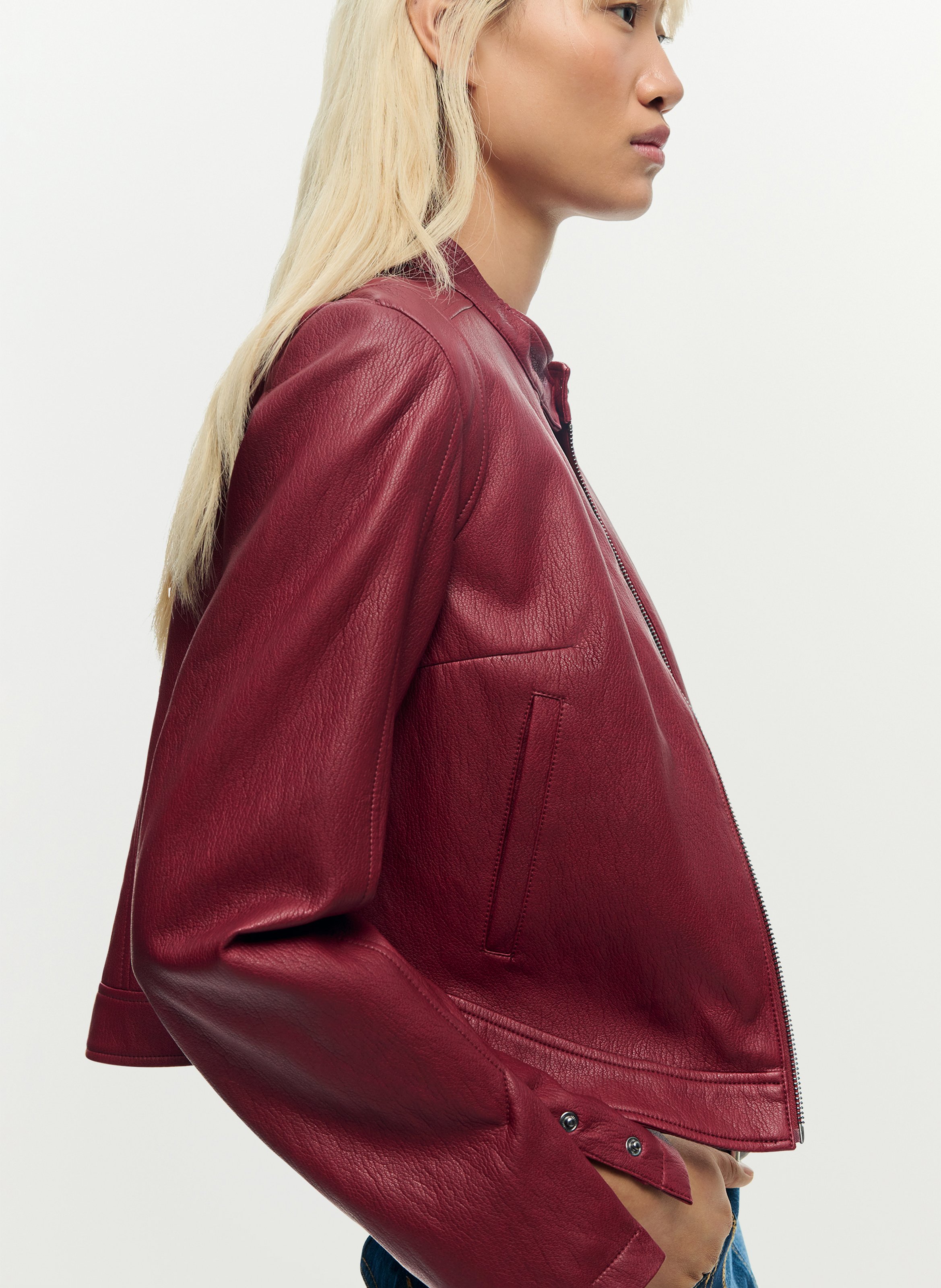 Jacke mit Rundhalsausschnitt aus Kunstleder DESIGUAL Rot