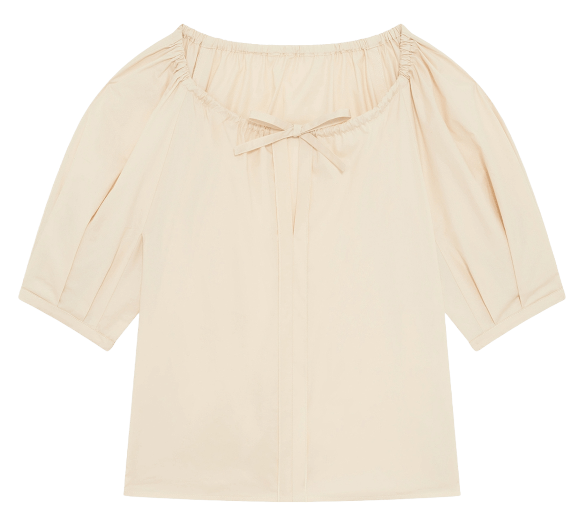 Rechte top met ronde hals | katoenblend PABLO Beige