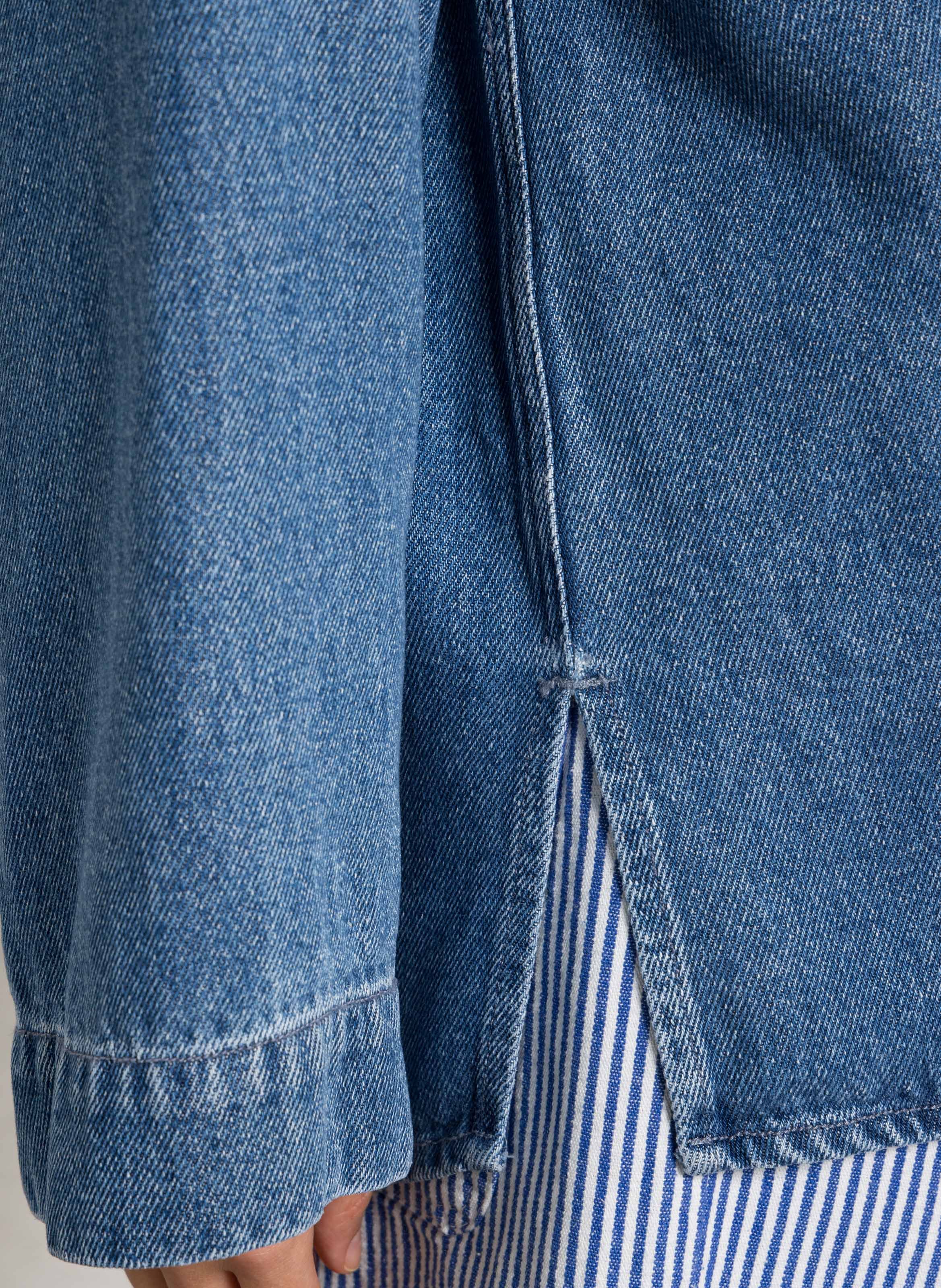 Denim effect V-neck top THE NEW SOCIETY Blue