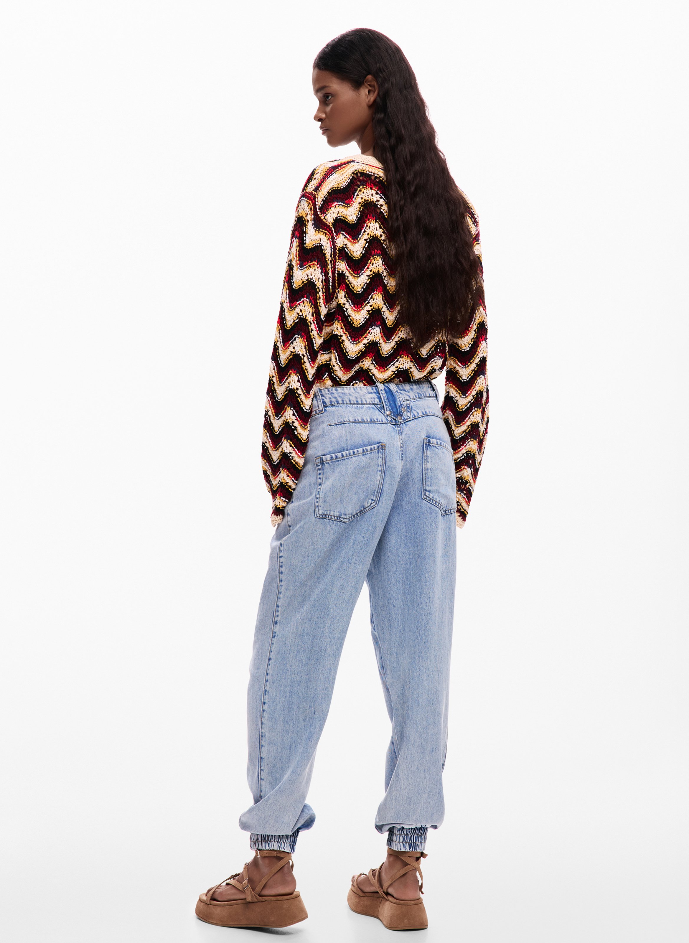 Pantalón ancho ajustado desgastado DESIGUAL Azul