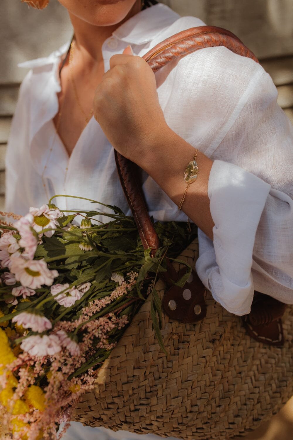 Gold-plated leaf bracelet MONSIEUR SIMONE Silver