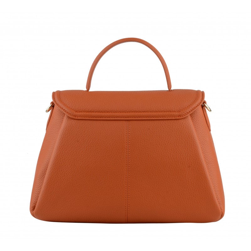 Calfskin leather handbag POURCHET Orange
