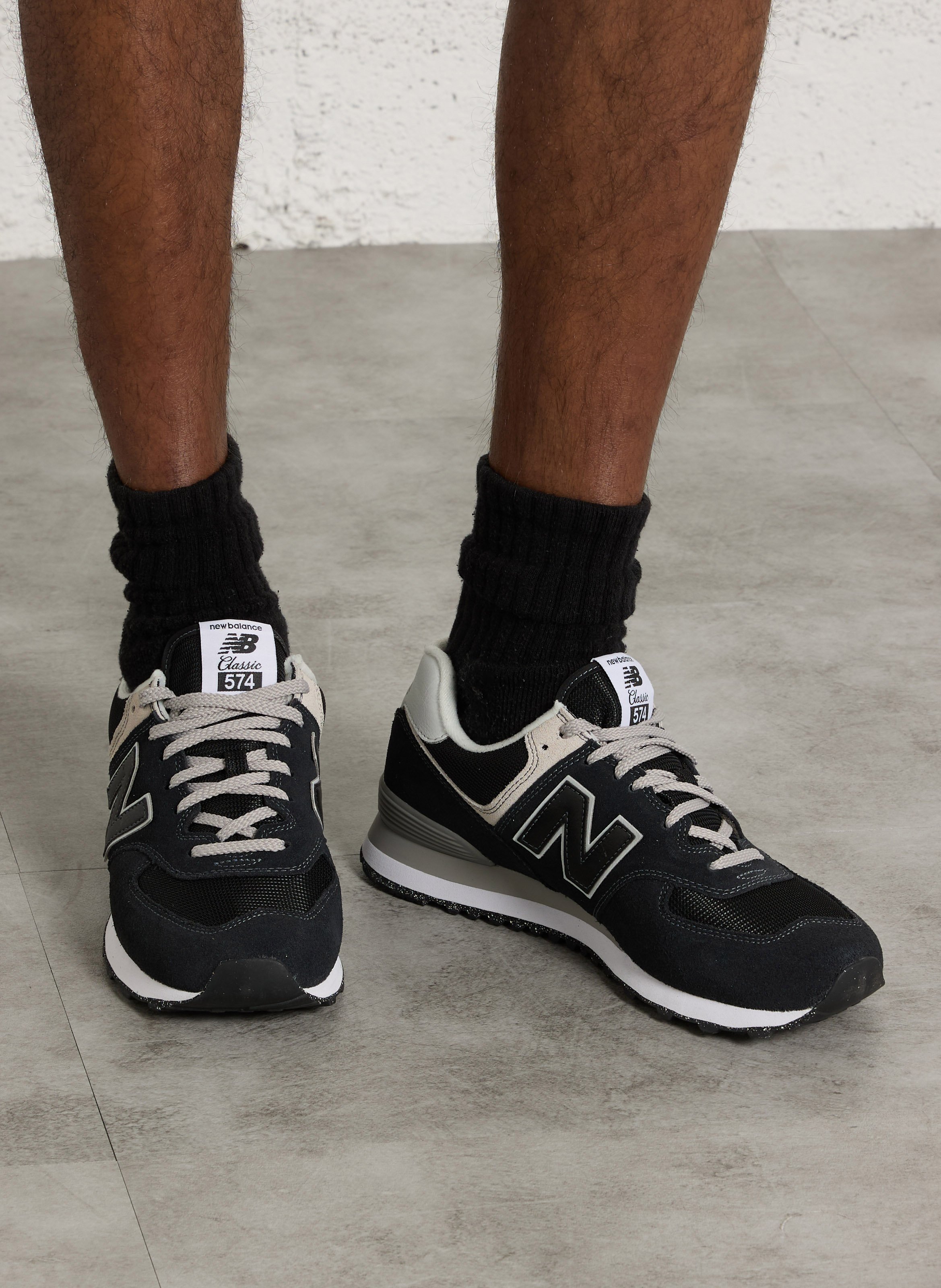 Low-top leather mix sneakers NEW BALANCE Black