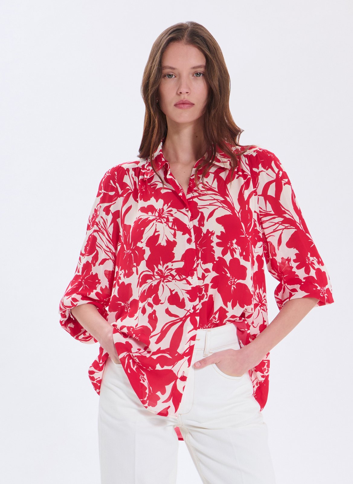 Chemise ample fluide à motifs ZAPA Rouge