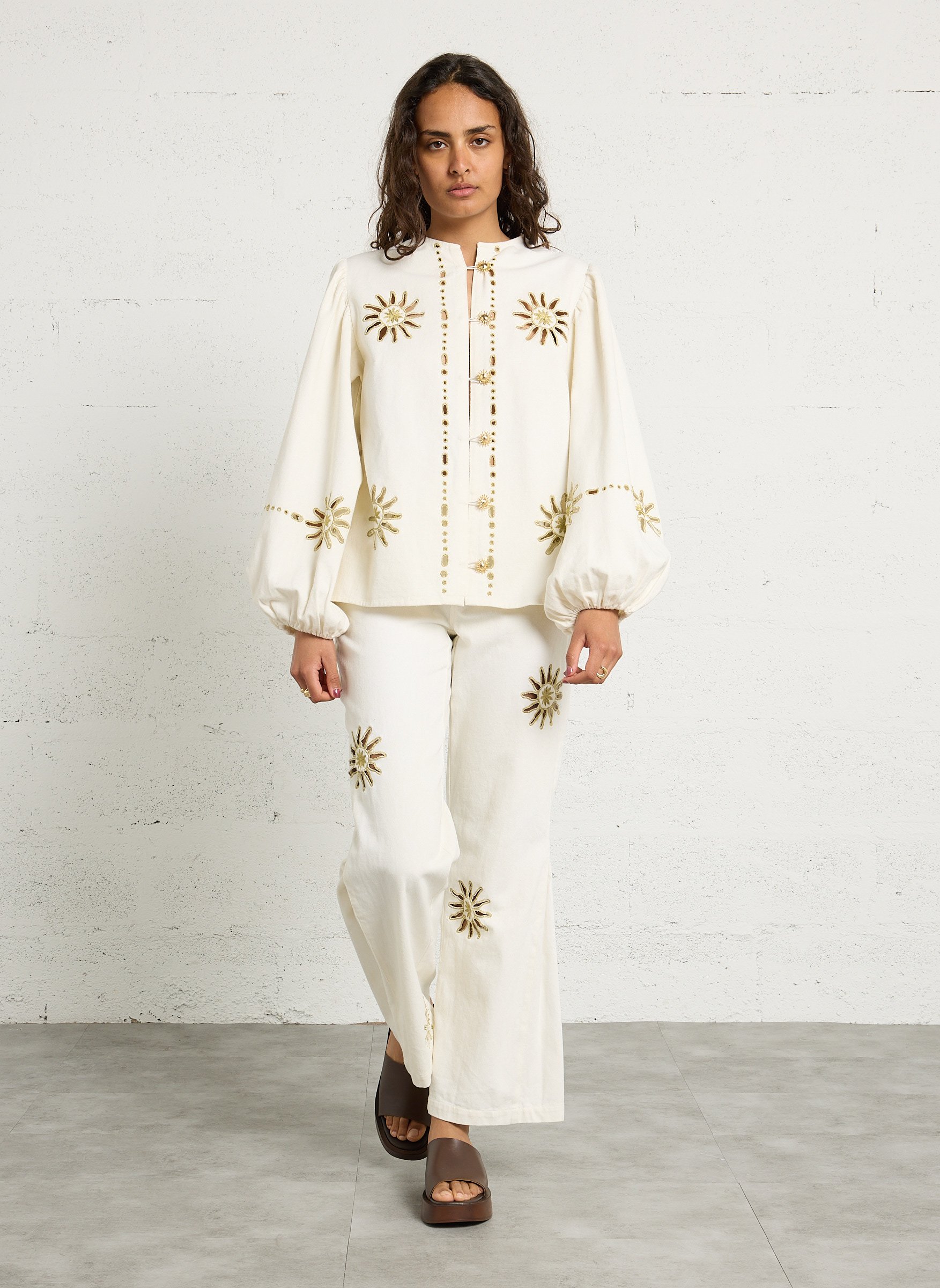 Jean flare en coton brodé SUNDRESS Multicolore