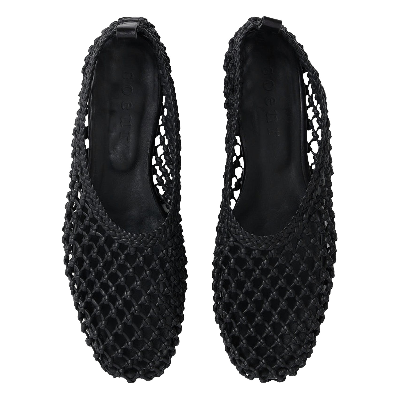 Gevlochten leren ballerina's SOEUR Zwart