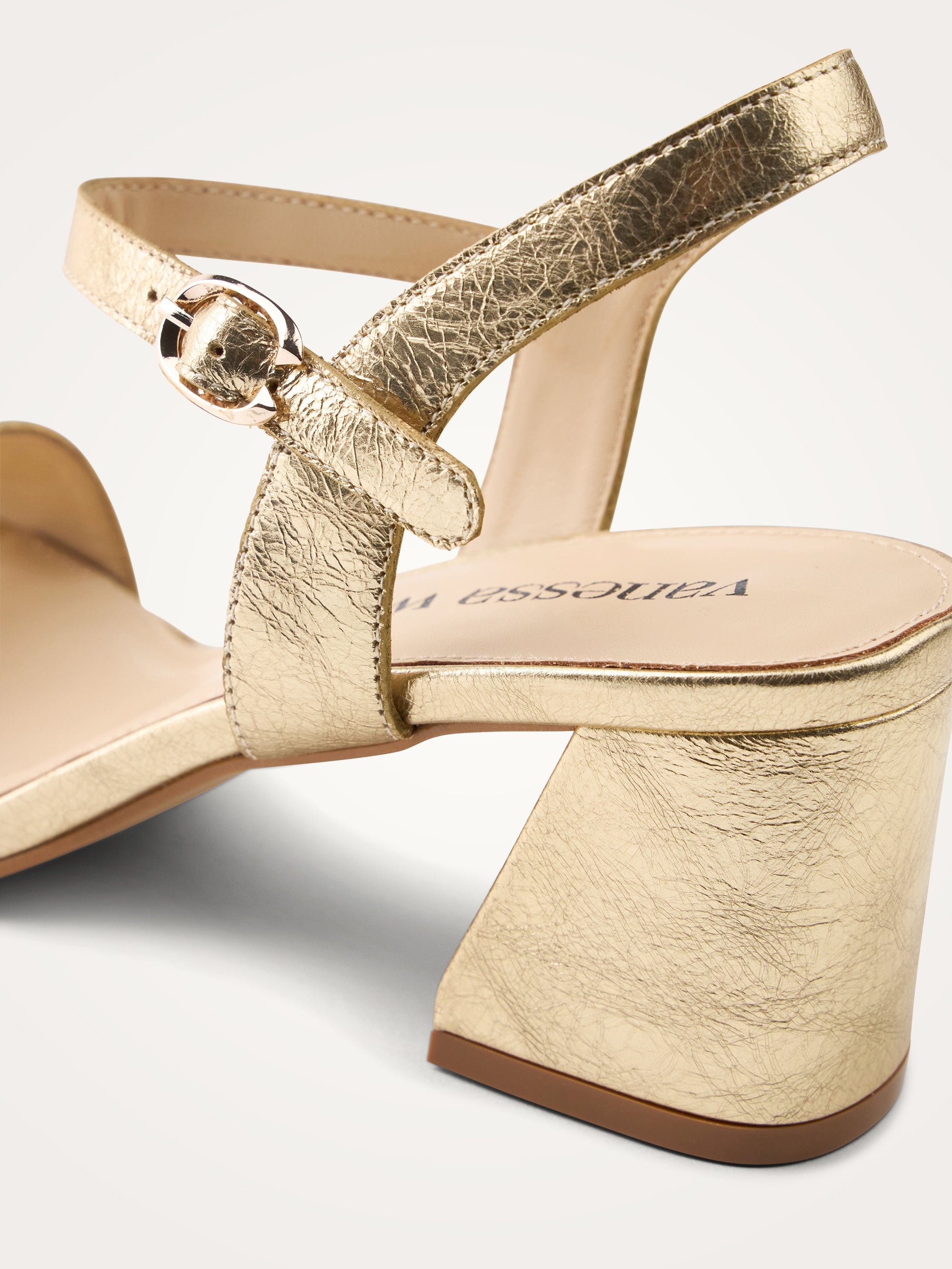 Leather metallic effect sandals with heel and strap VANESSA WU Golden