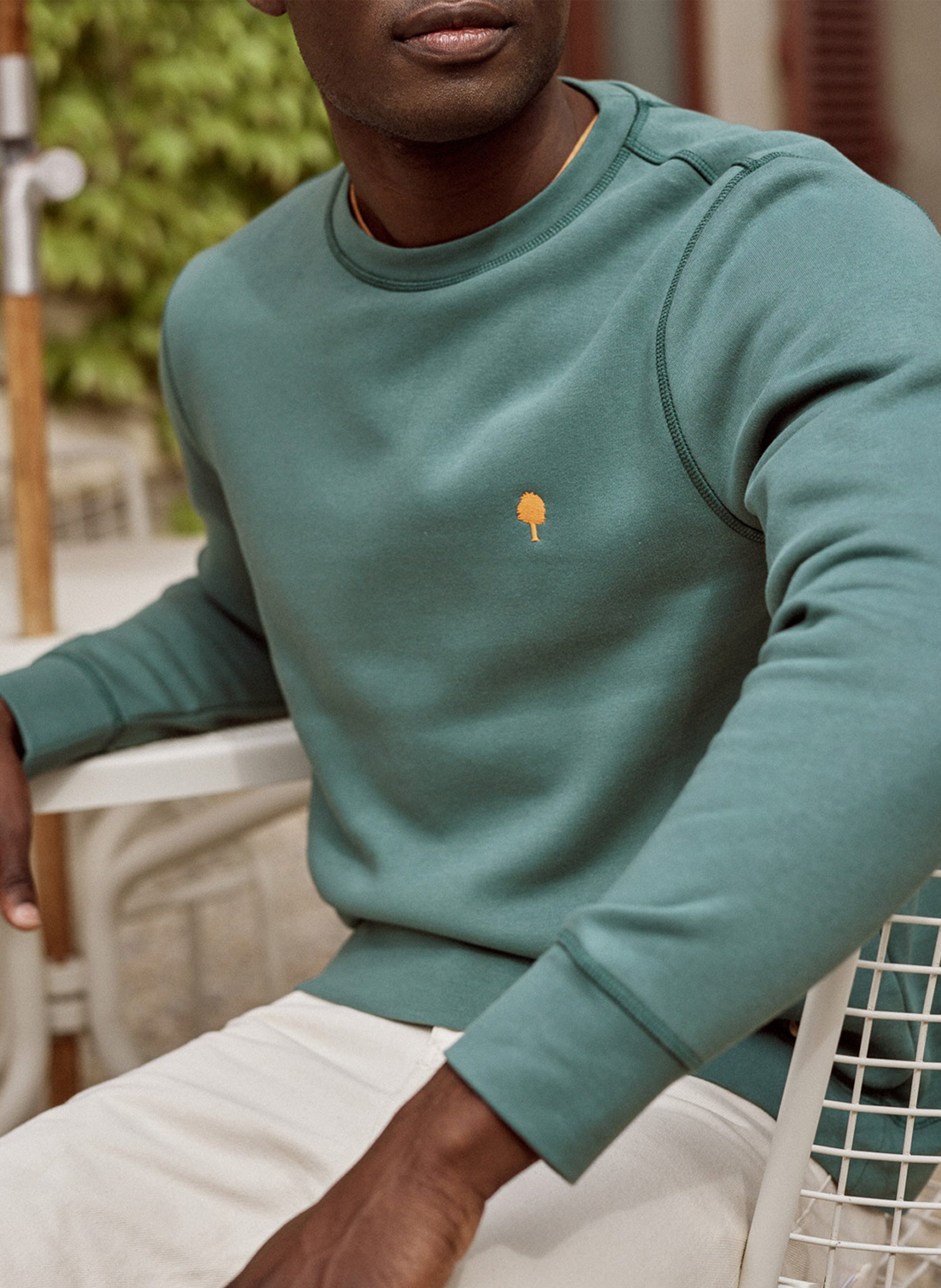 Rechte sweater met ronde hals | katoenblend | Groen FAGUO Heren