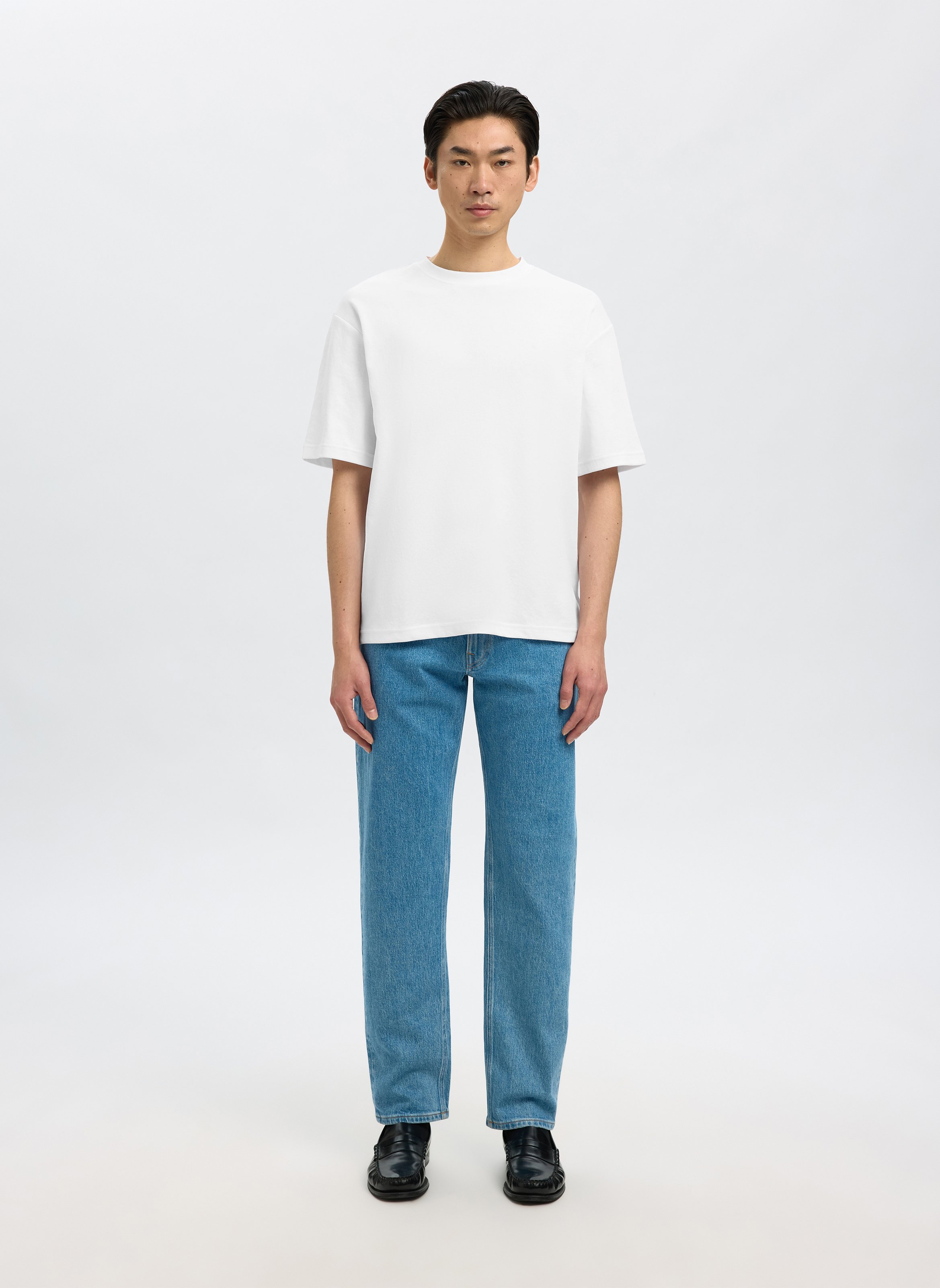 Oversize T-Shirt aus Bio-Baumwollmischung SELECTED Weiss