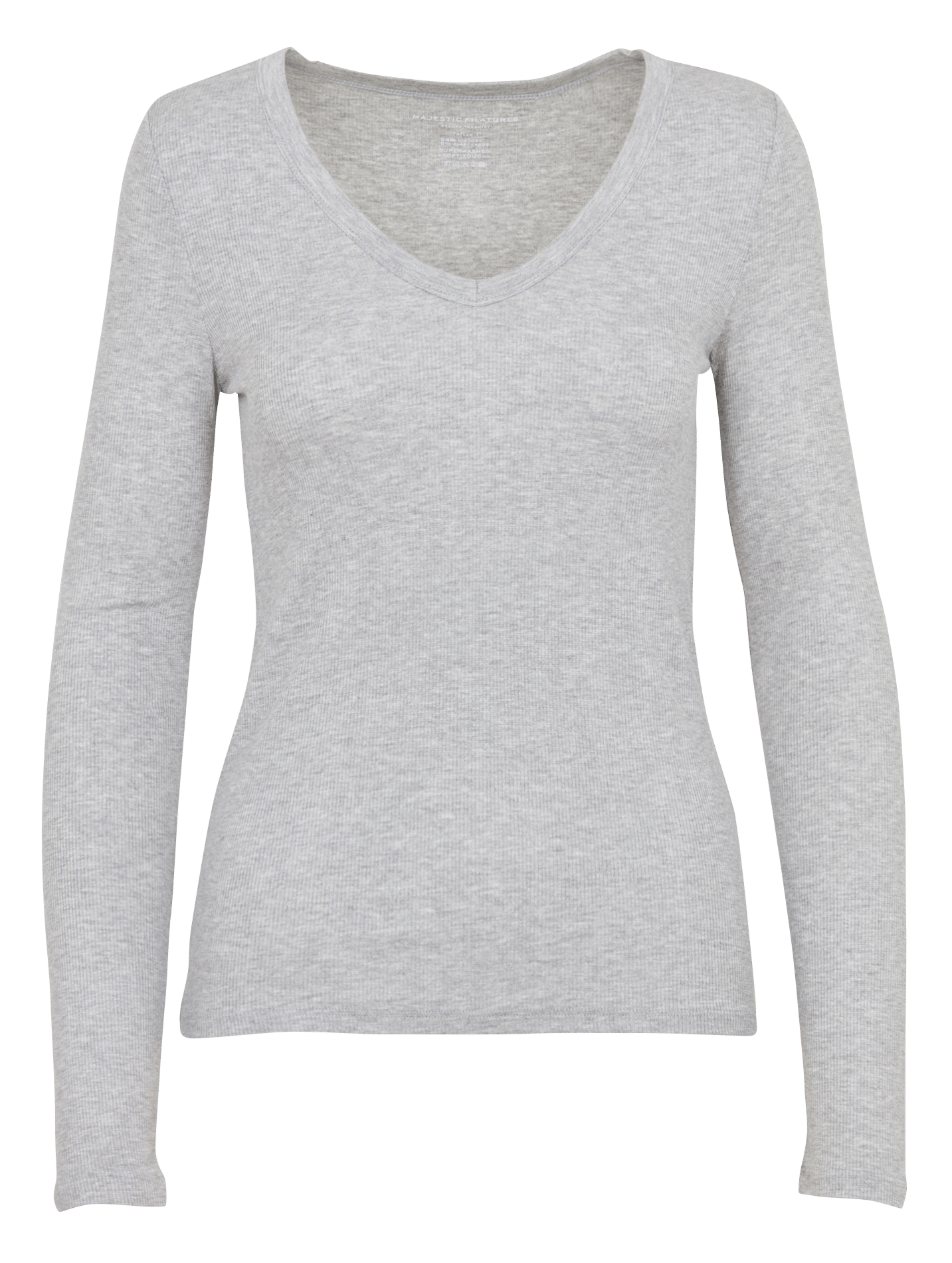 Tee-shirt cintré col V côtelé MAJESTIC FILATURES Gris