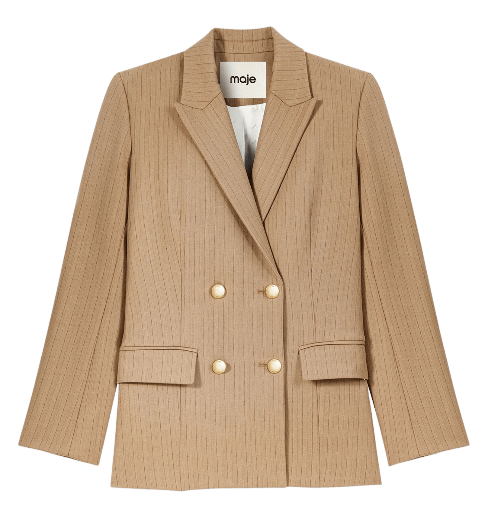 Fitted wool-blend suit jacket MAJE Beige