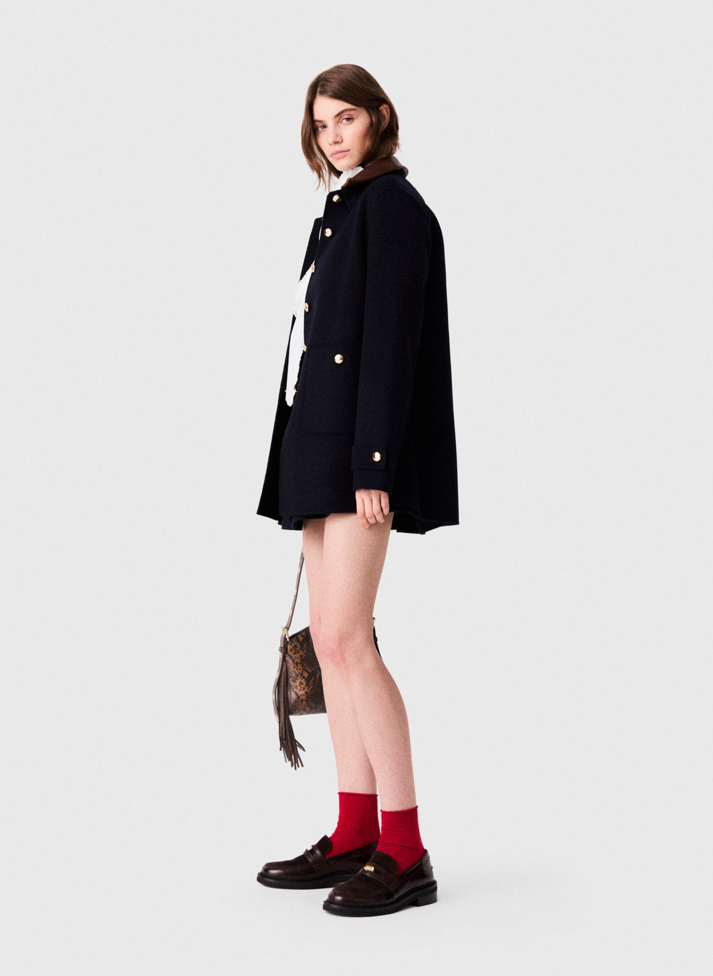 Manteau oversize en laine mélangée MAJE Bleu