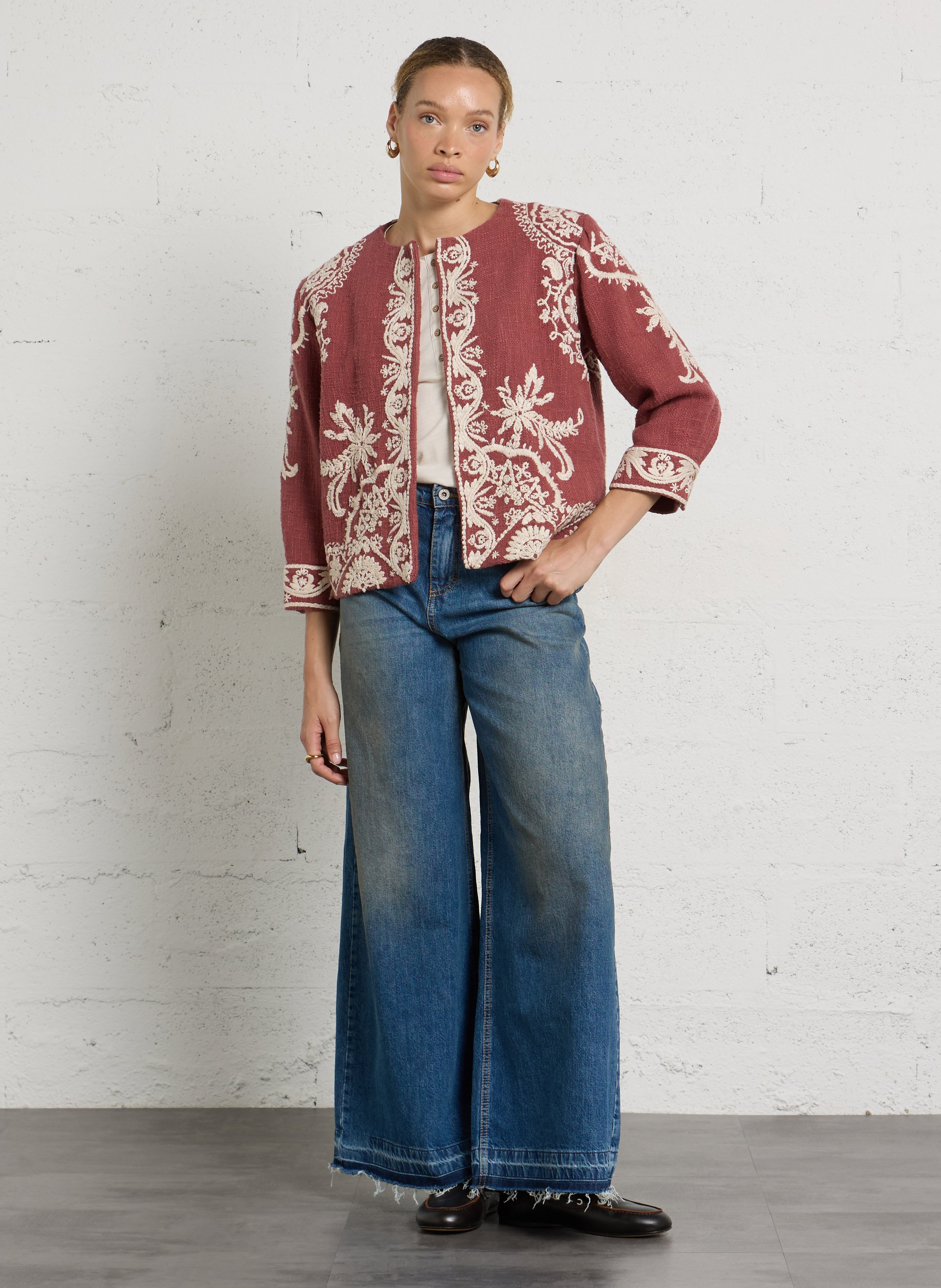 Round-neck cotton jacket MAISON 123 Pink