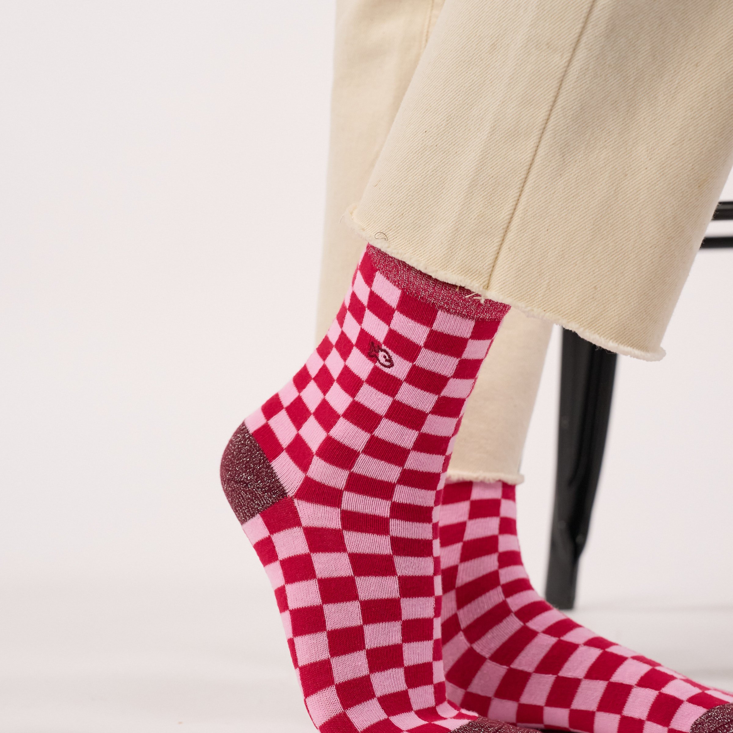 Checked combed cotton socks BILLYBELT Red