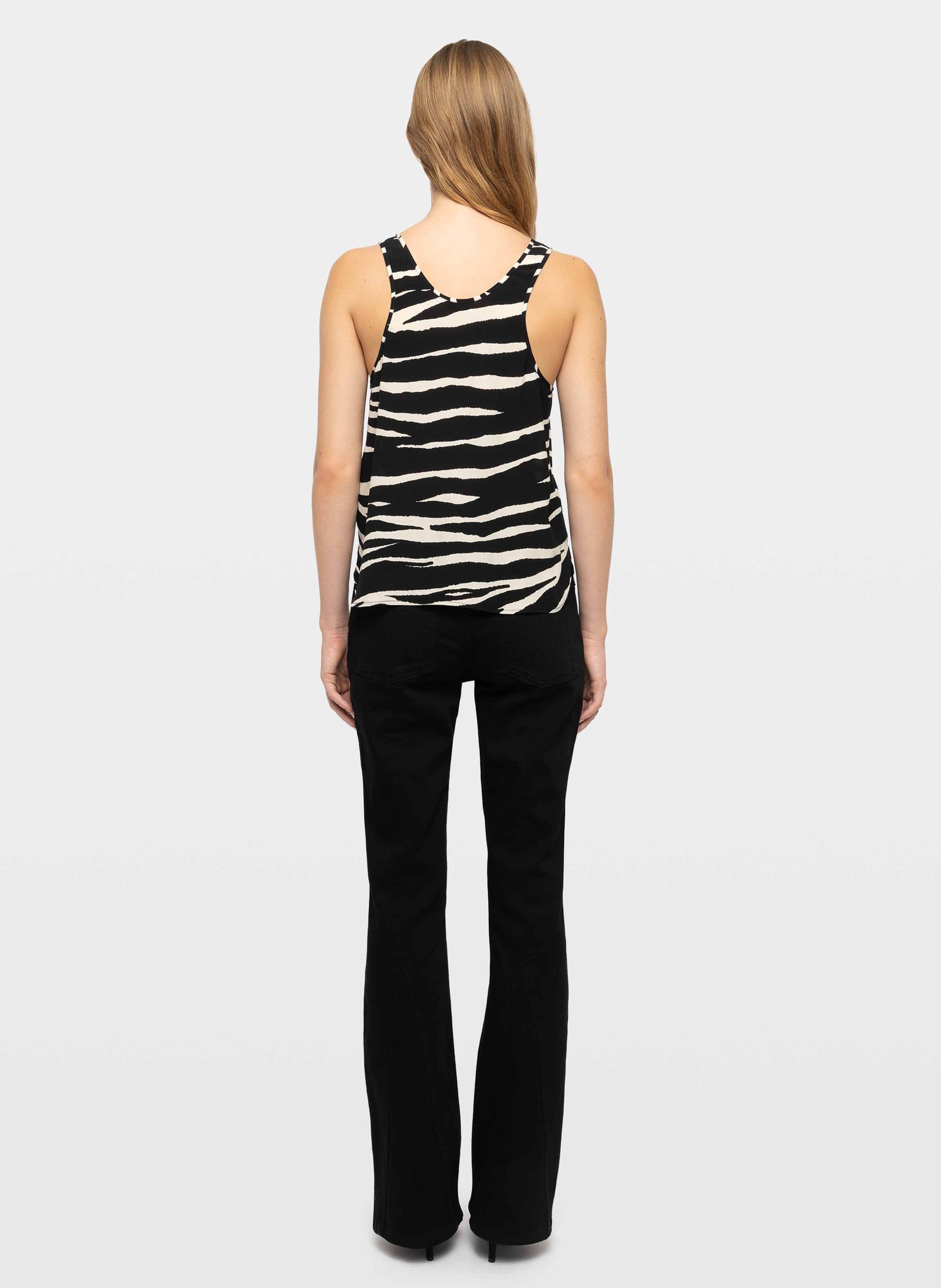 Gerader Top mit Zebra-Muster und V-Ausschnitt ZADIG&VOLTAIRE Schwarz