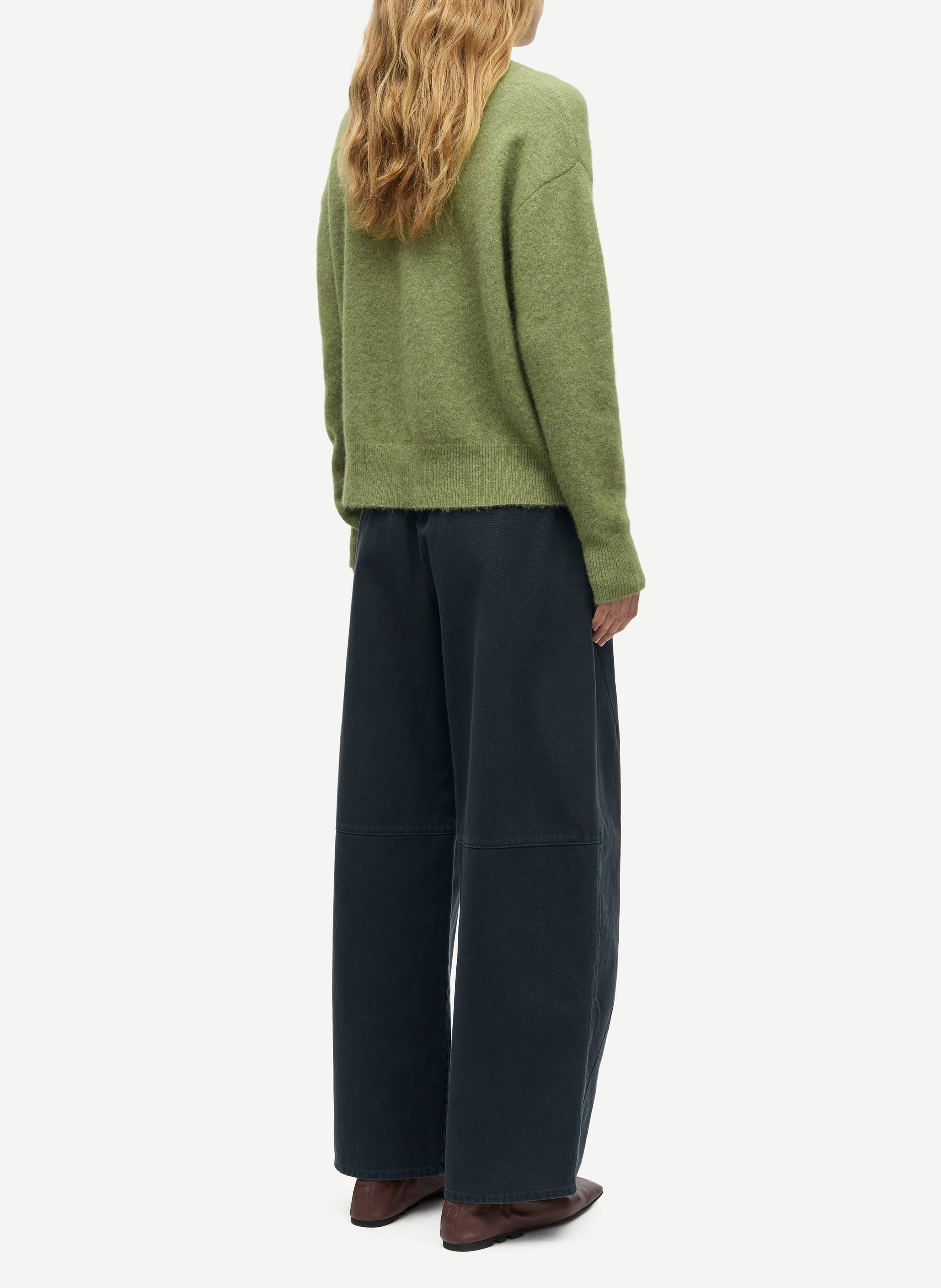 Round-neck wool-blend straight-cut sweater SAMSOE SAMSOE Green