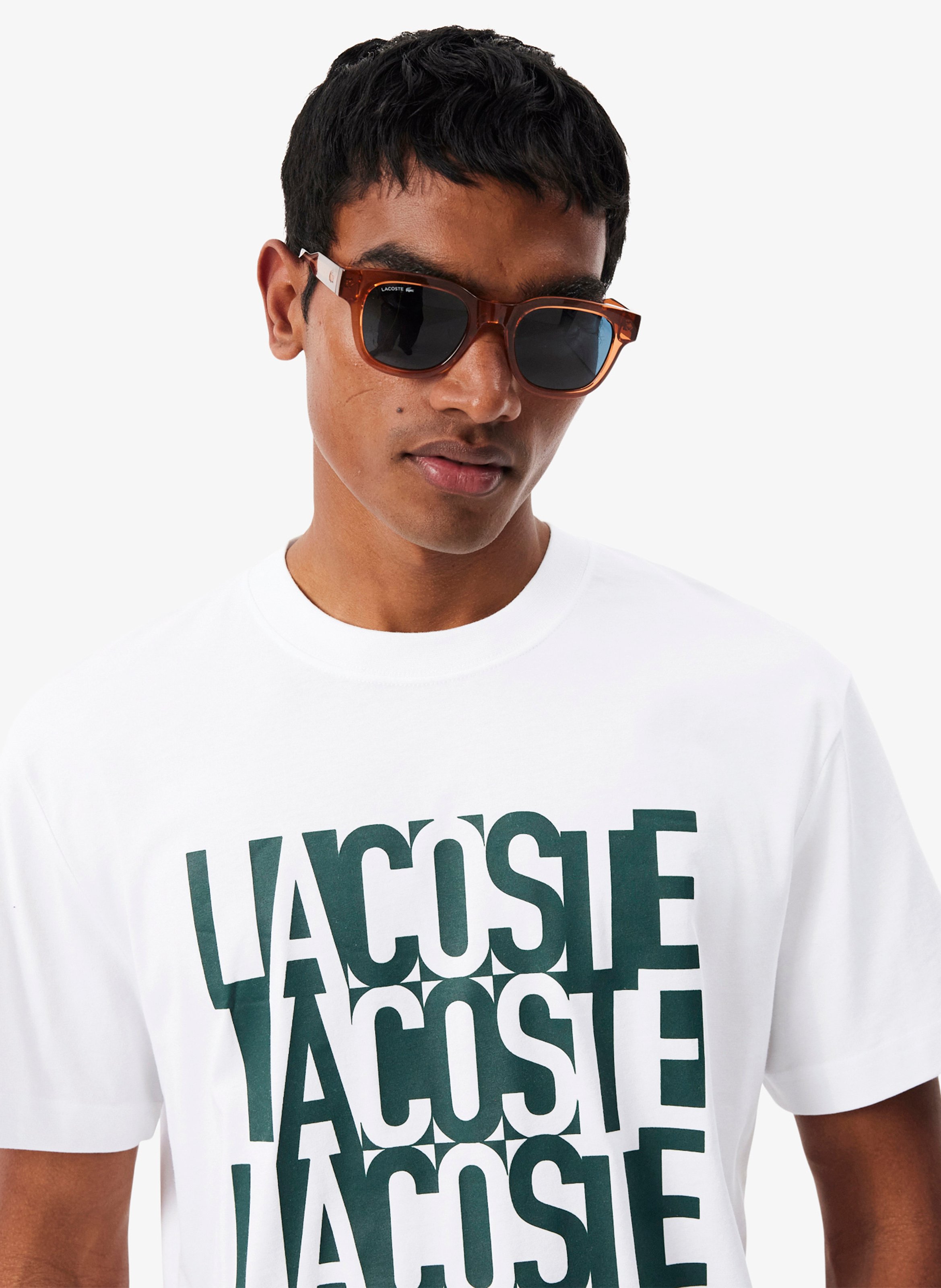 Cotton-mix printed T-shirt LACOSTE White