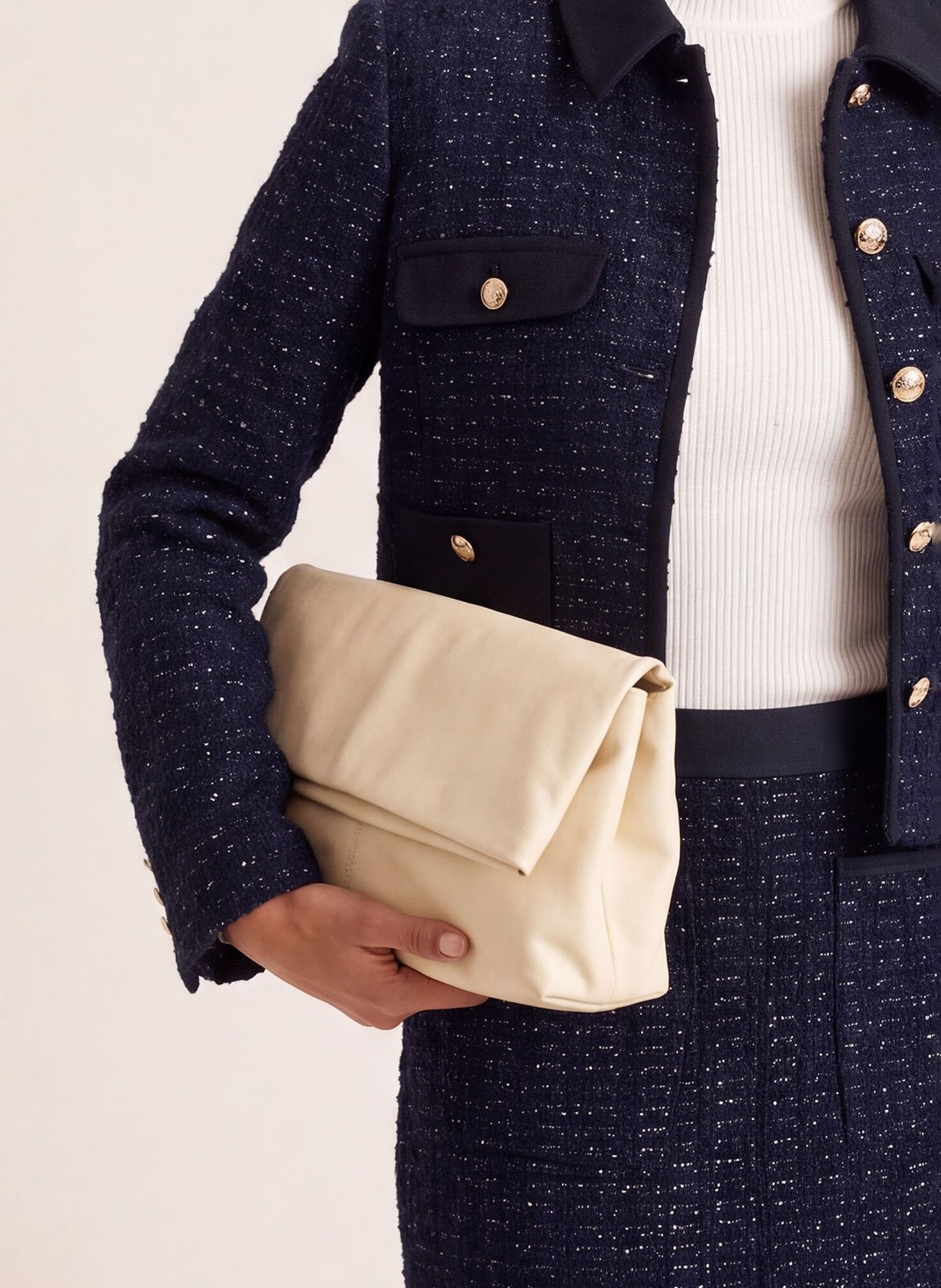 Veste courte droite en tweed KOOKAI Bleu