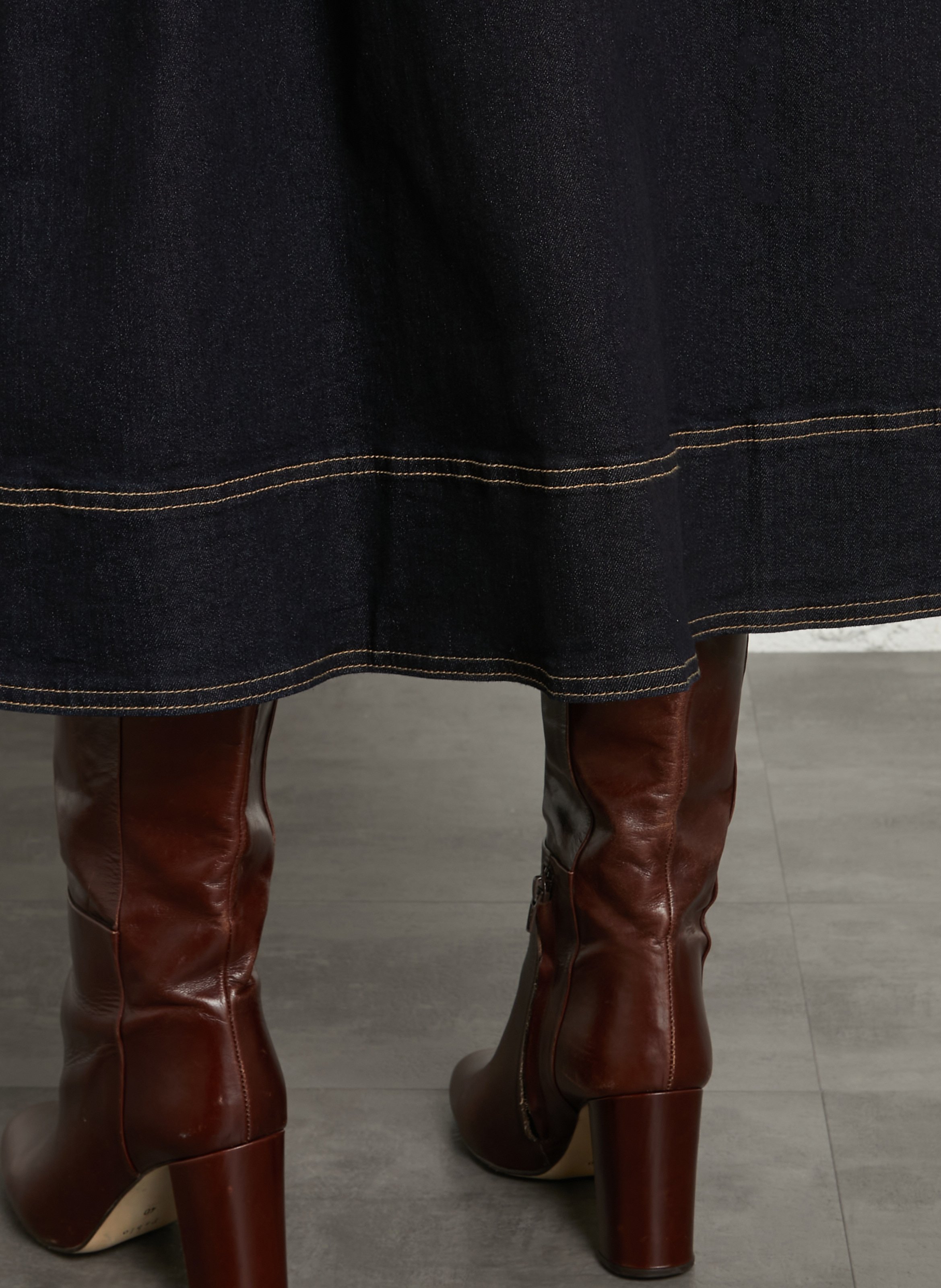 Ausgestellter Denim-Rock aus Baumwollmischung MAISON 123 Blau