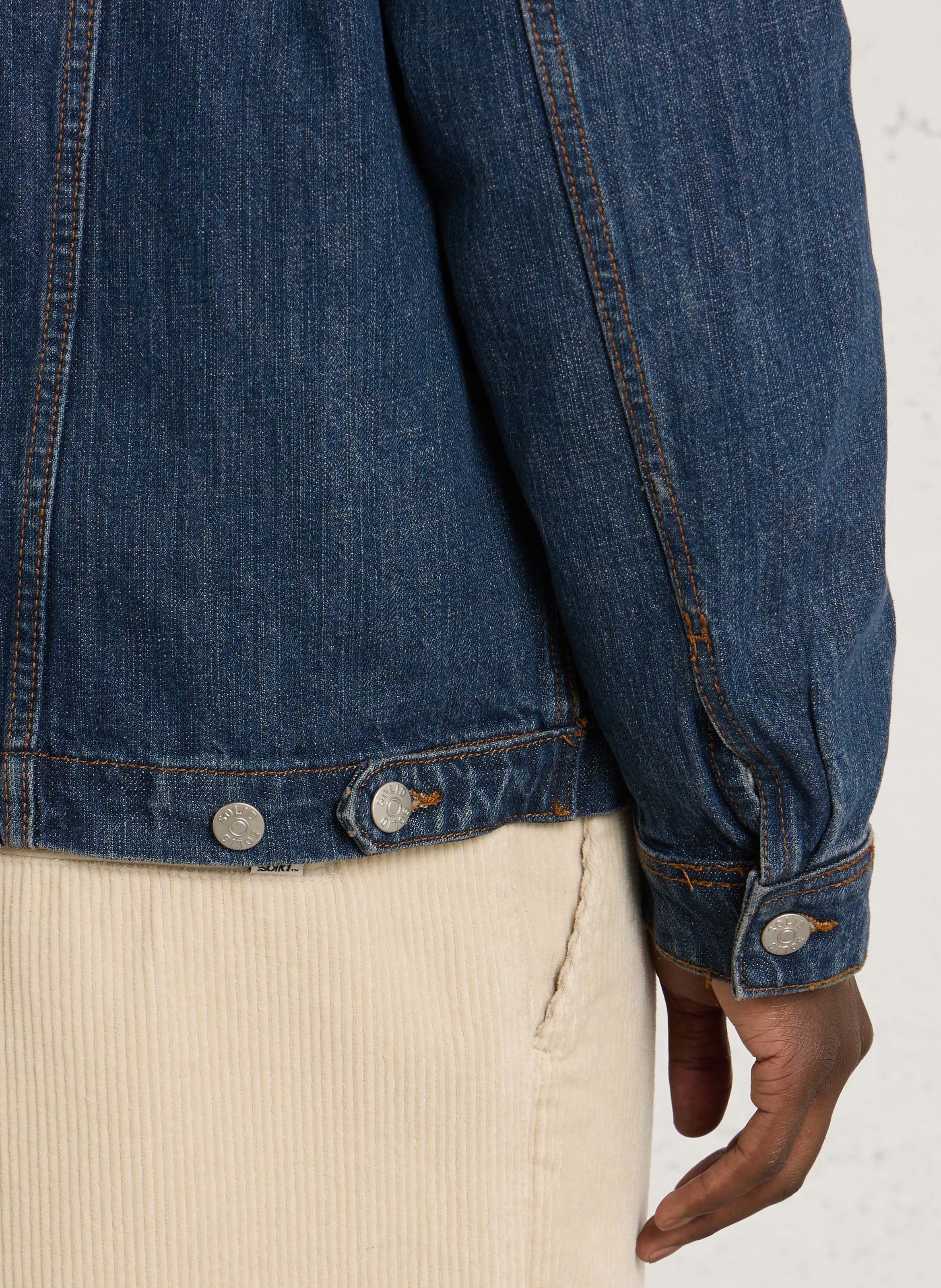 Veste en jean en coton droite SOLID Bleu