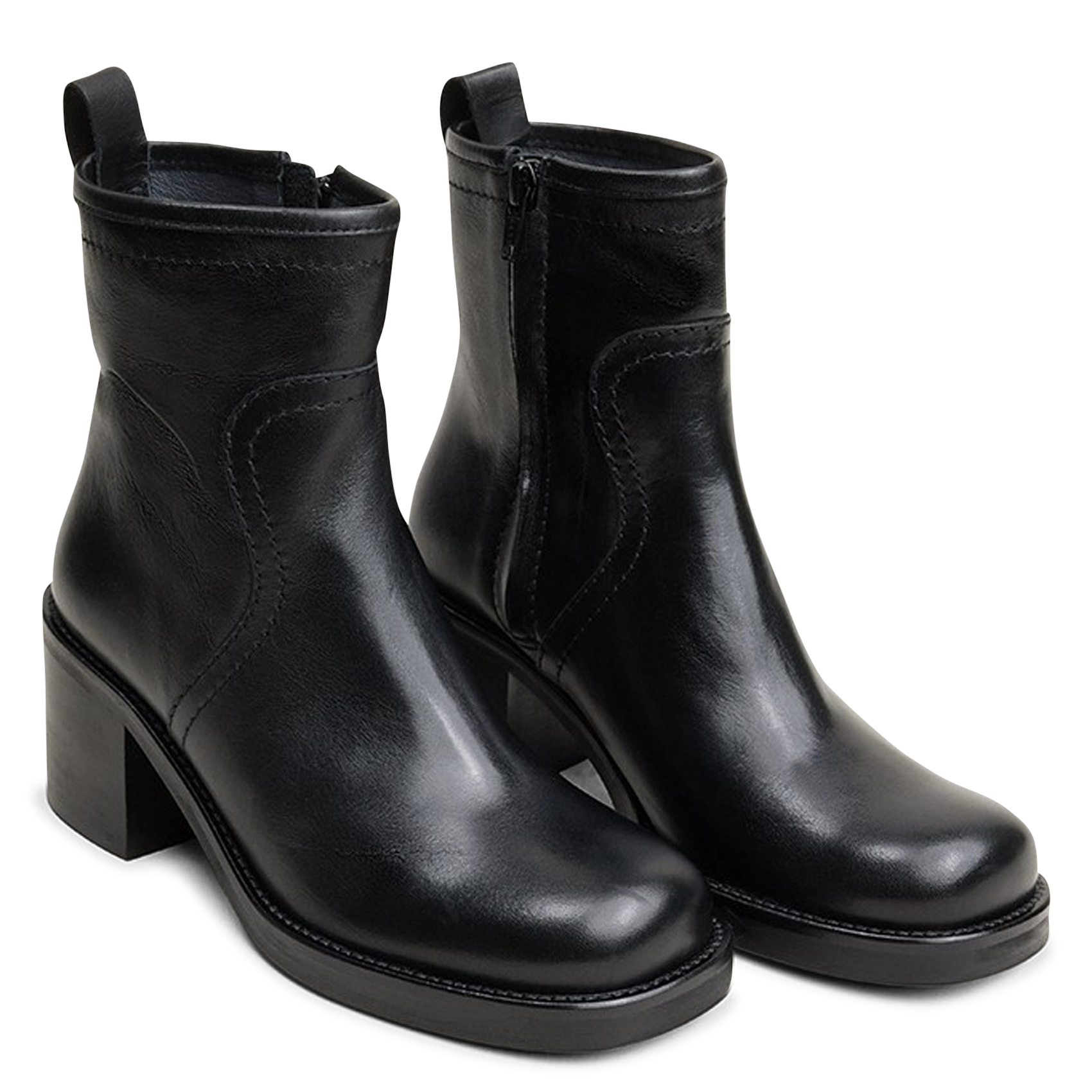 Bottines à talon en cuir JONAK Noir