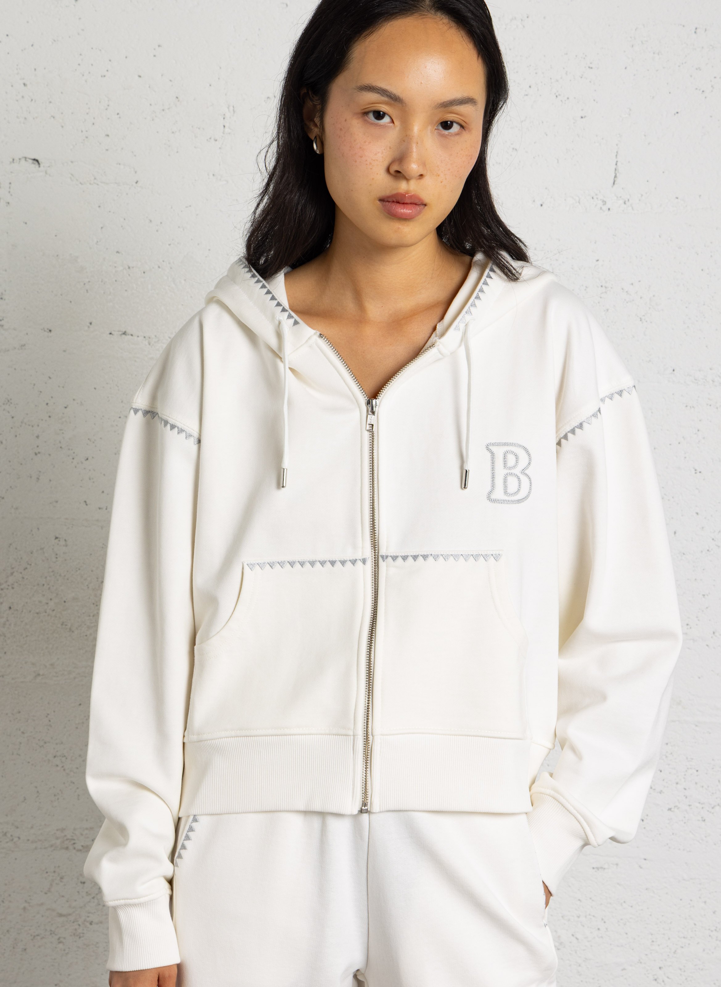 Embroidered cotton hoodie BERENICE White