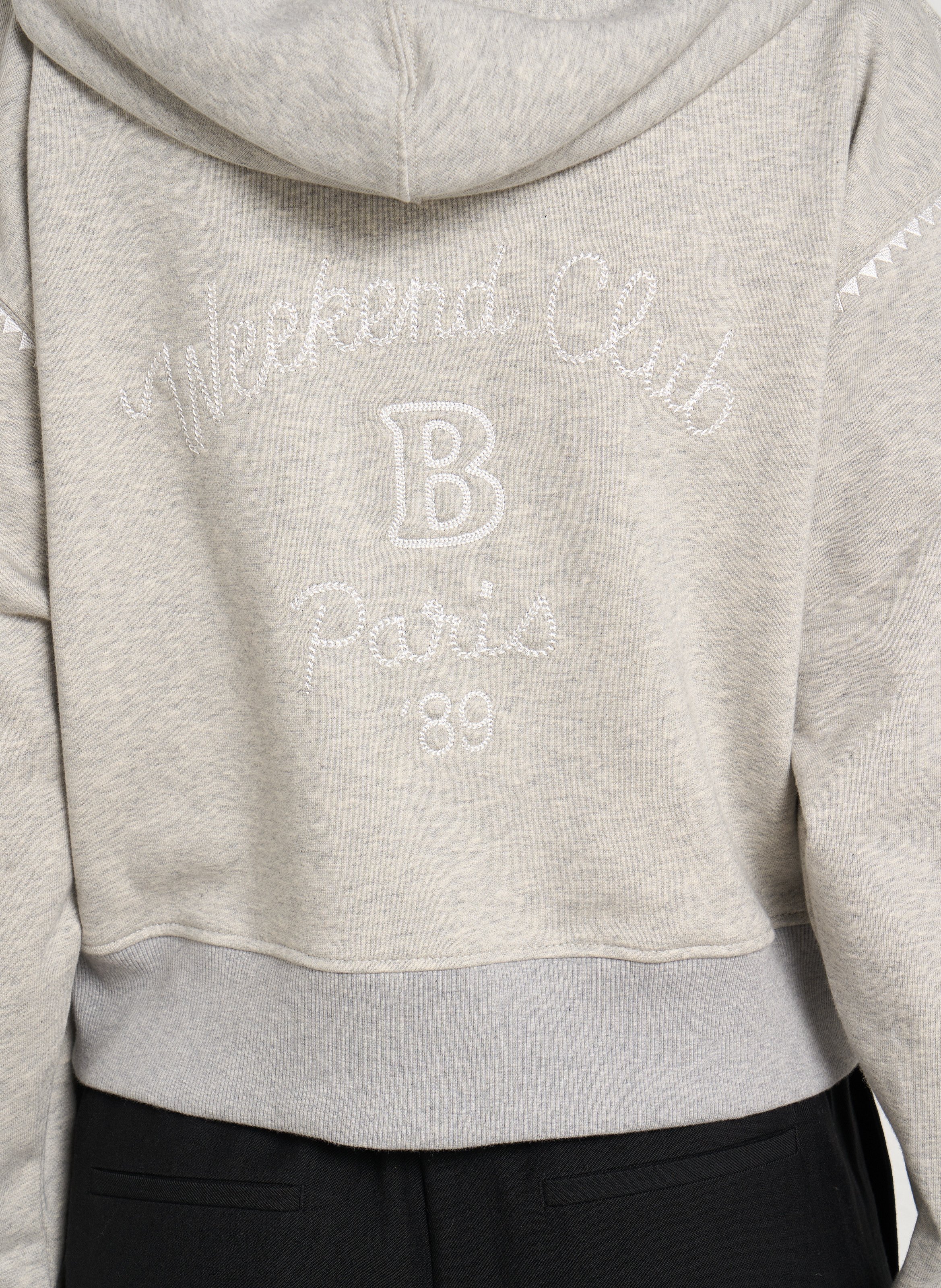Embroidered cotton hoodie BERENICE Grey