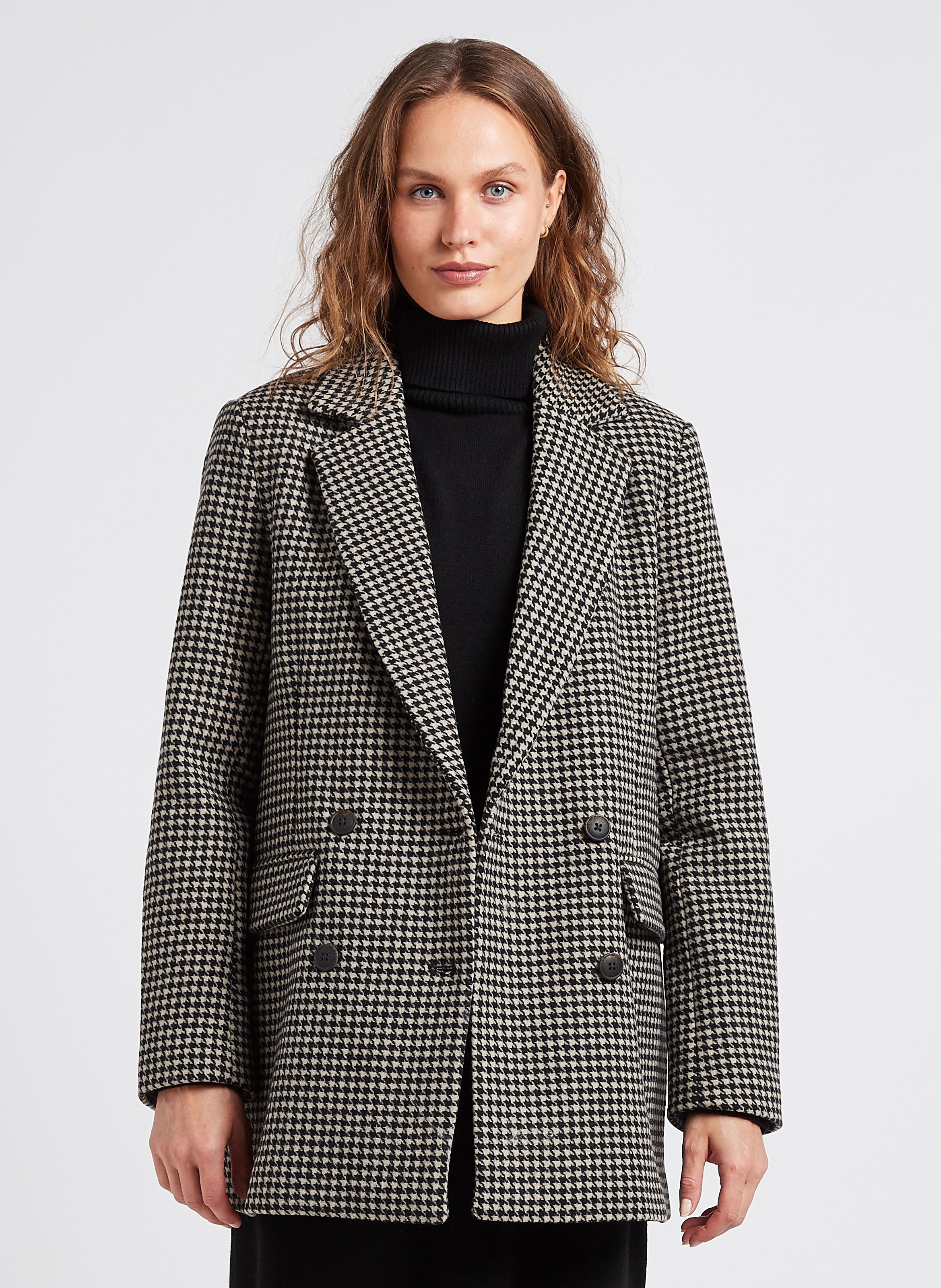 Houndstooth wool cheap blazer