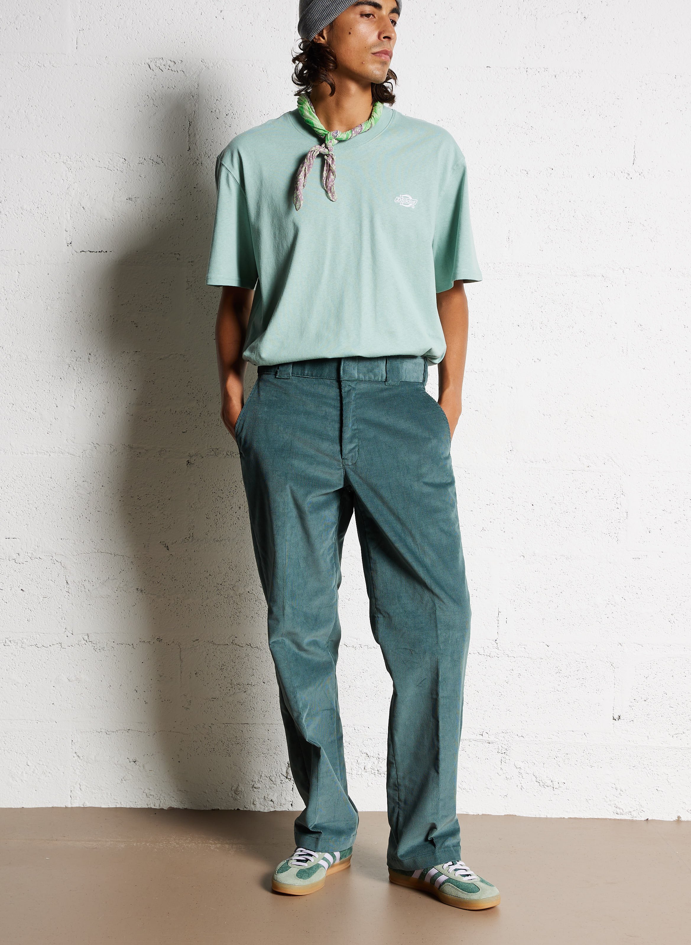 Pantalon droit en coton mélangé DICKIES Vert