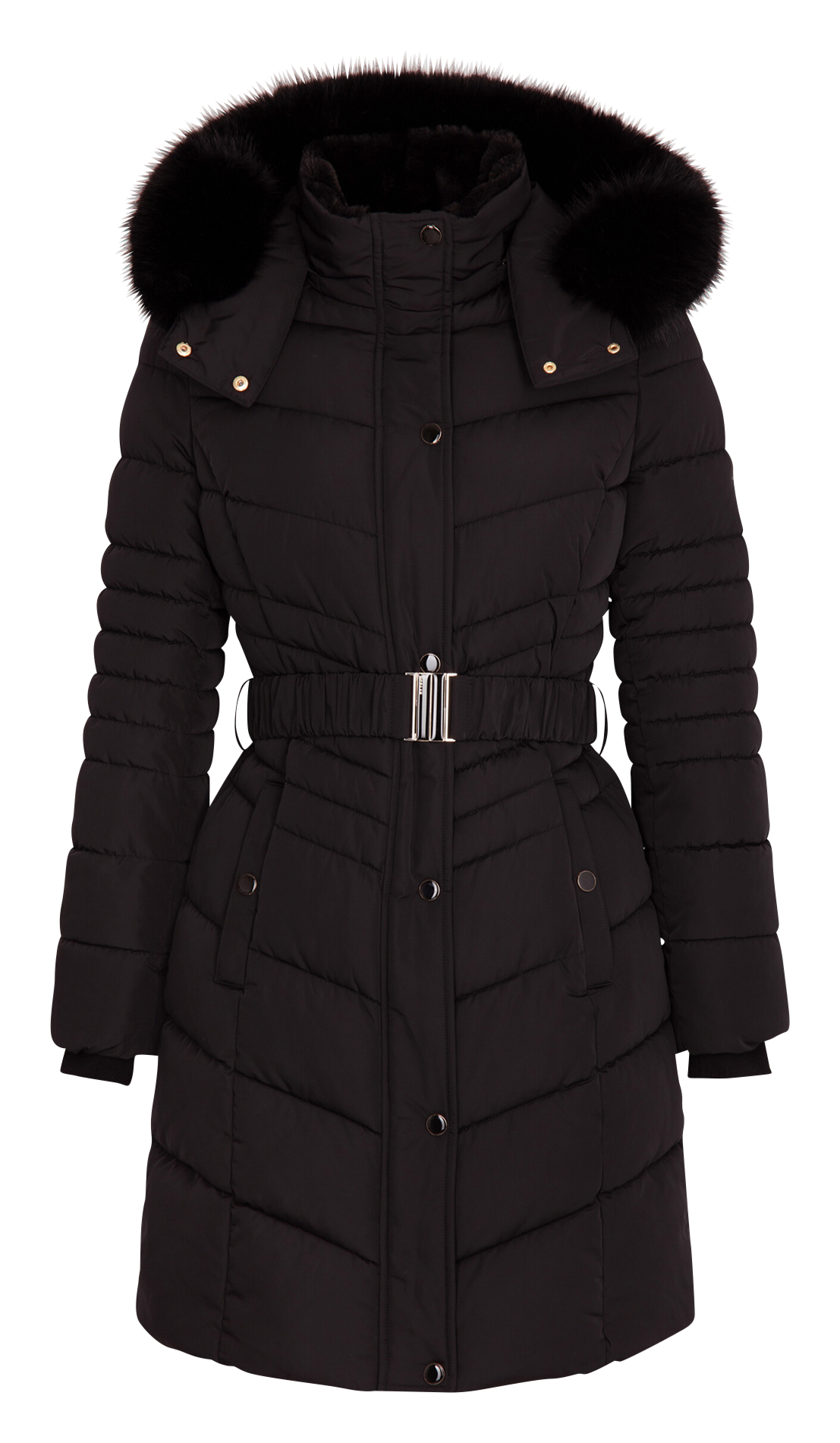 Long quilted padded jacket MORGAN Black
