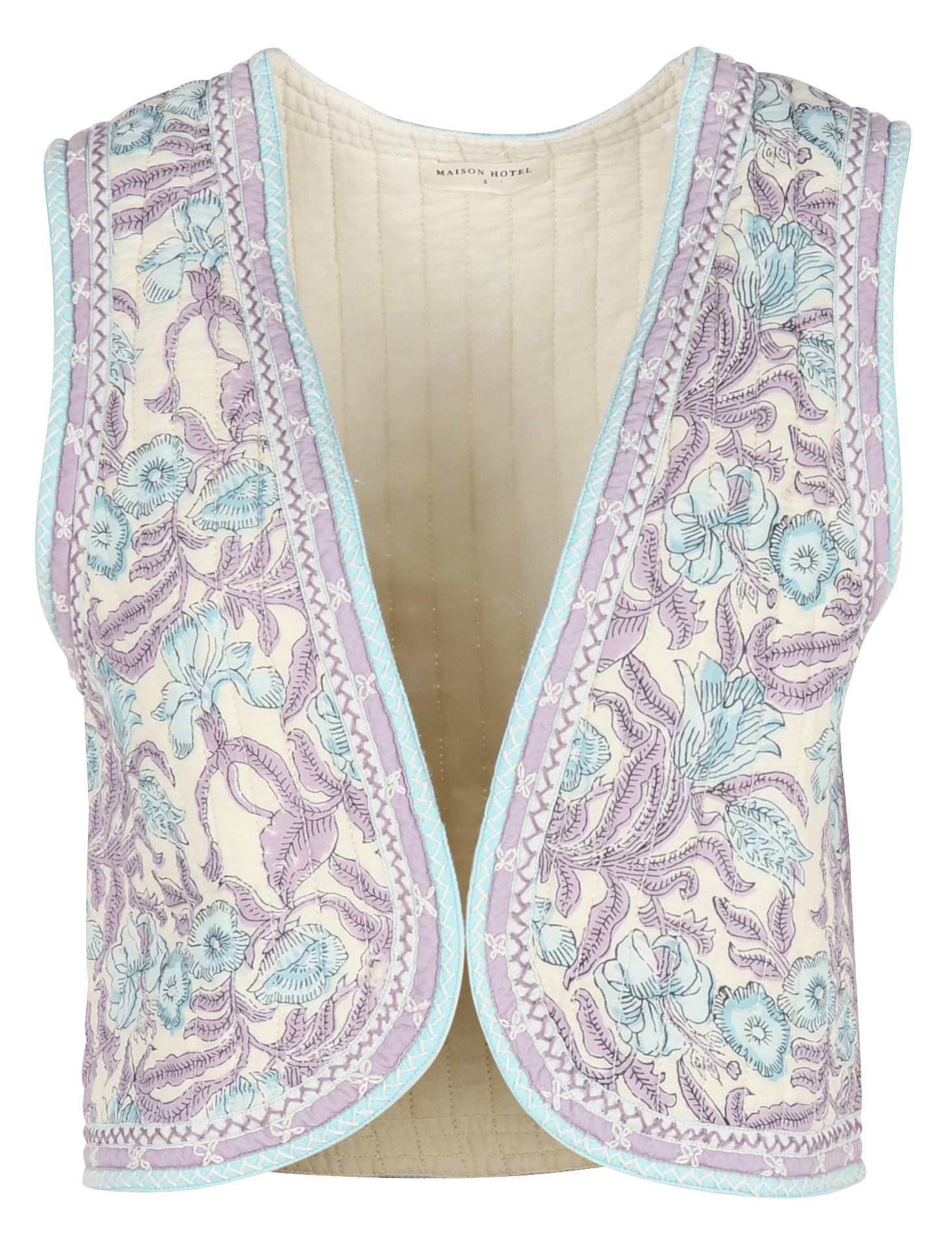 Veste col rond à imprimé floral MAISON HOTEL Bleu