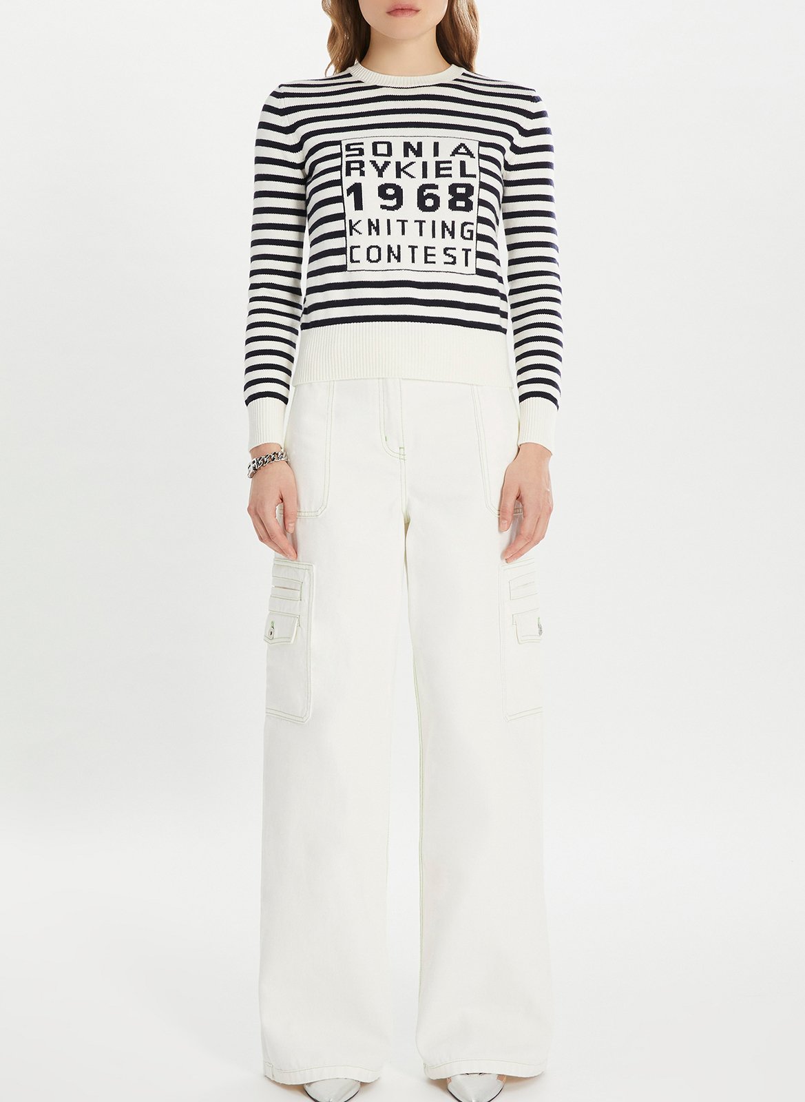 Pull col rond en coton et cachemire  Bleu