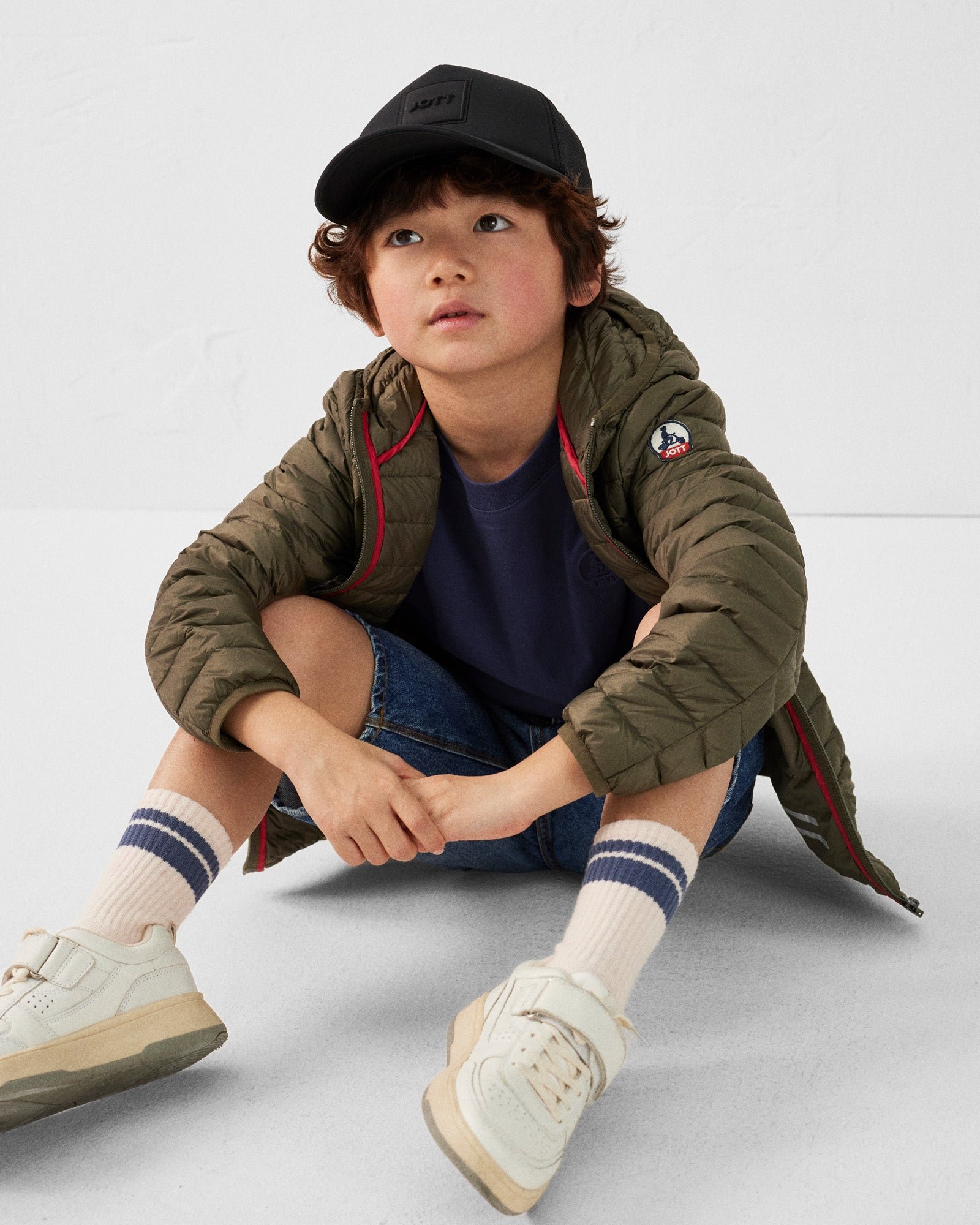 Hugo lightweight hooded child's puffer coat JOTT Green