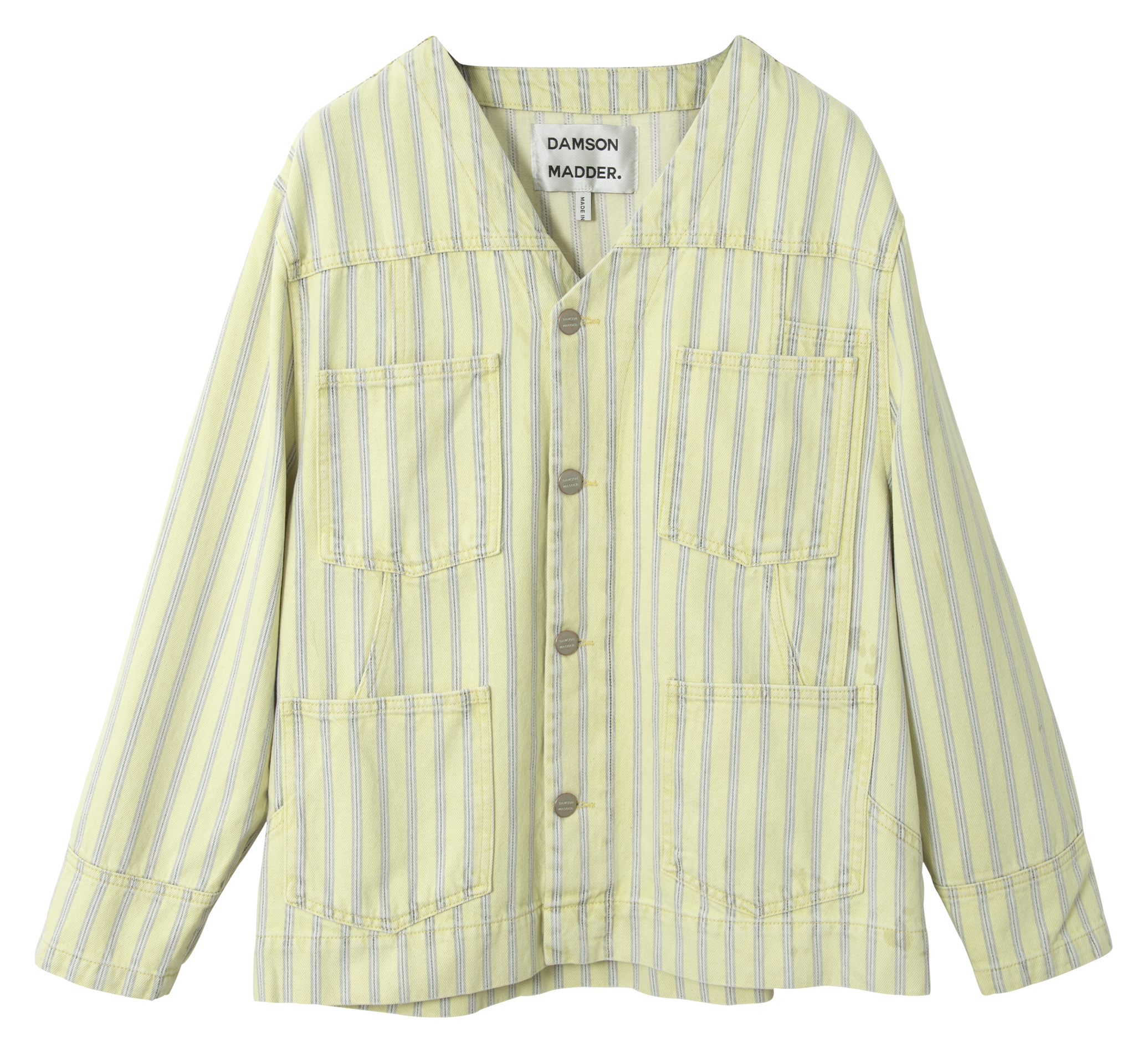 Buttoned V-neck striped jacket DAMSON MADDER Yellow