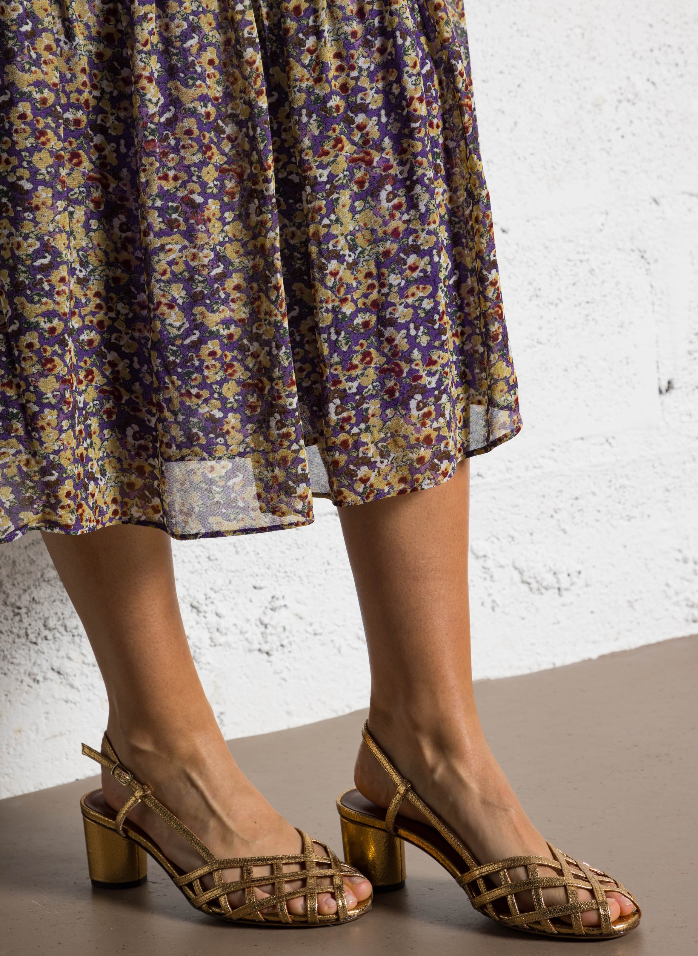 Slingbacks en cuir métallisé RIVECOUR Doré