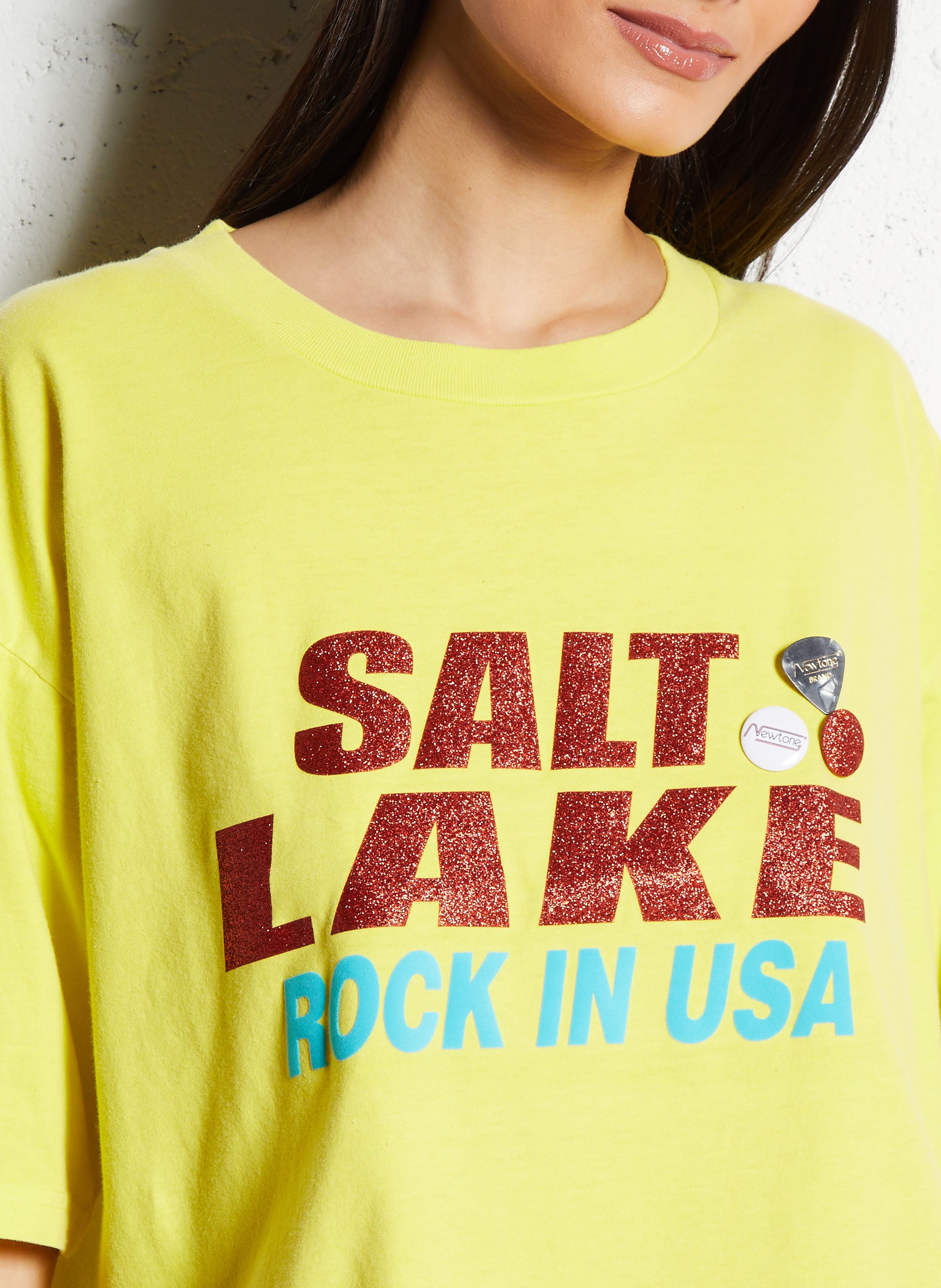 Tee-shirt droit col rond en coton NEWTONE Jaune