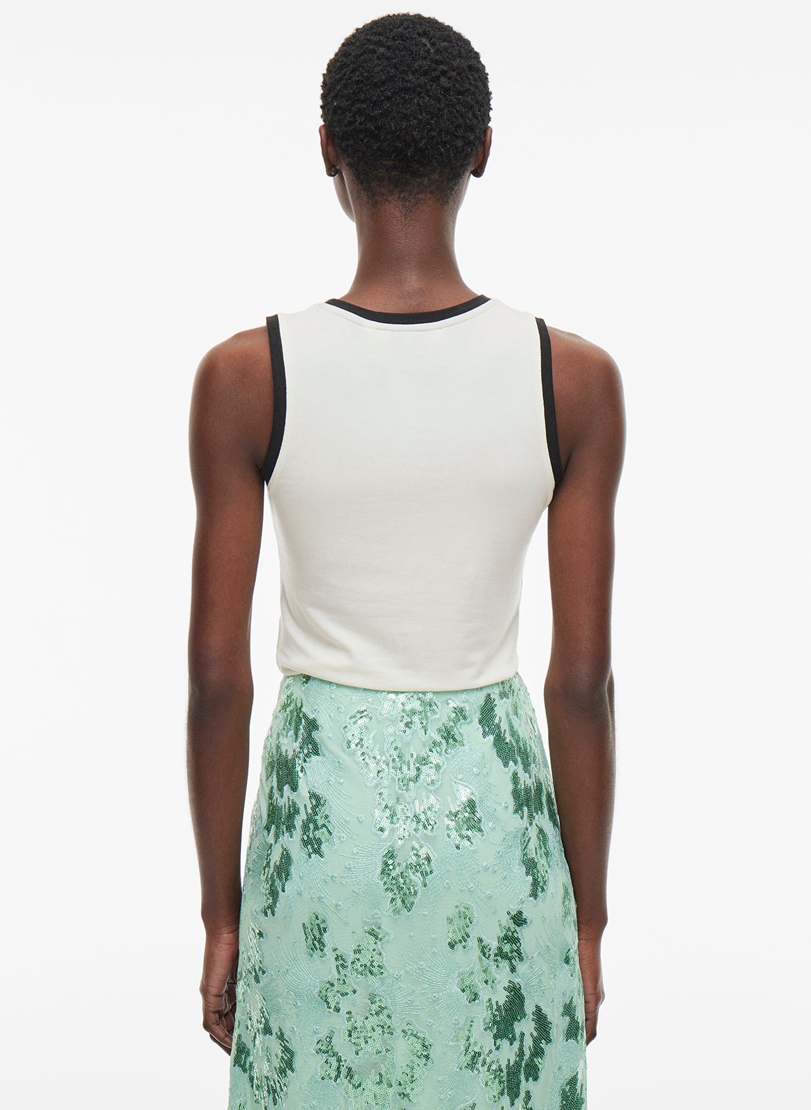 Fitted tank top with contrast edges ROUGE EDIT Beige