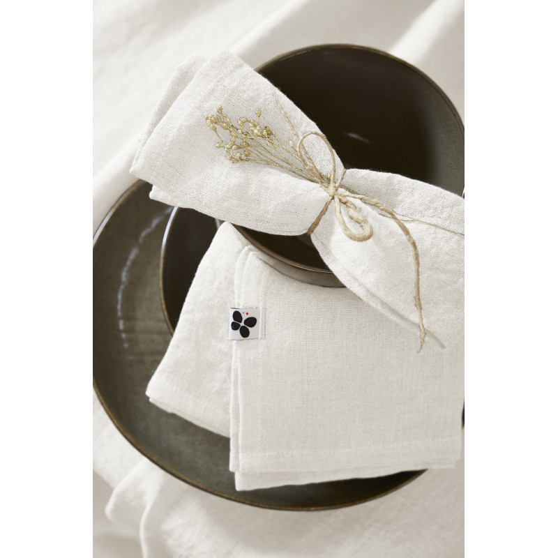 Set of 2 cotton muslin hand towels L'EFFET PAPILLON White