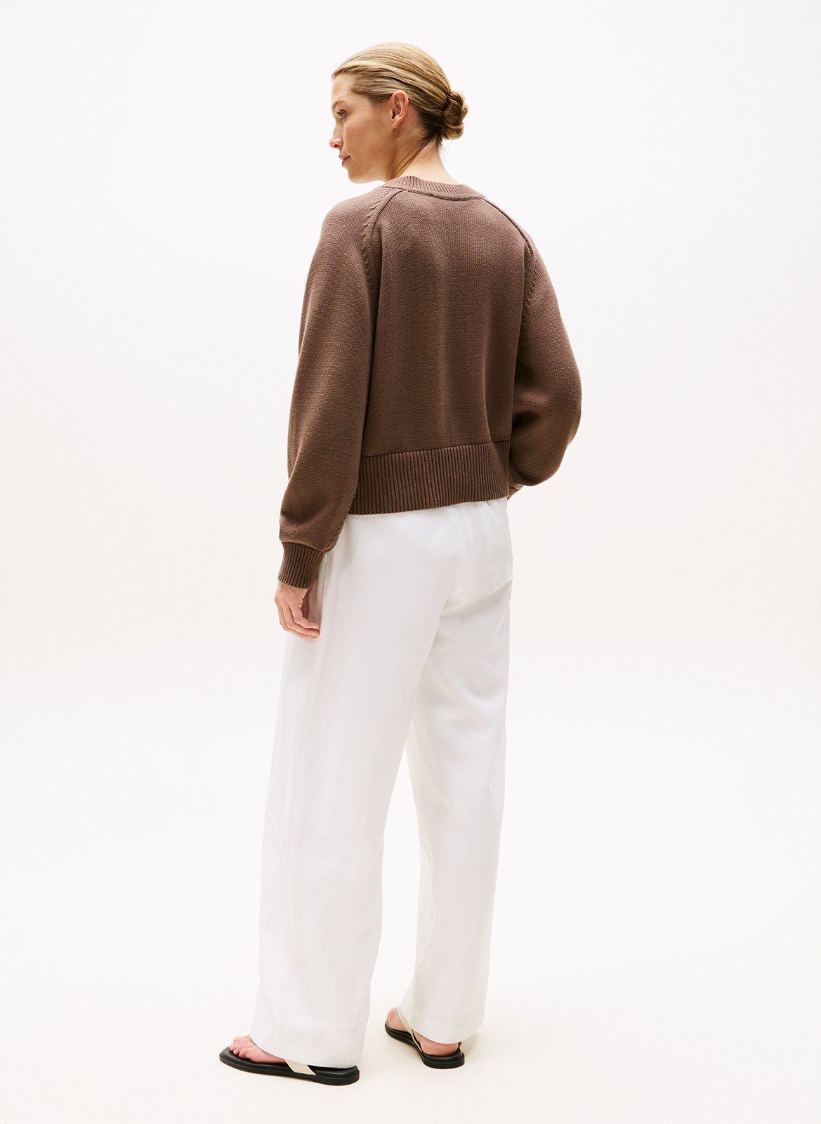 Pull droit en coton bio TOMMY HILFIGER Marron