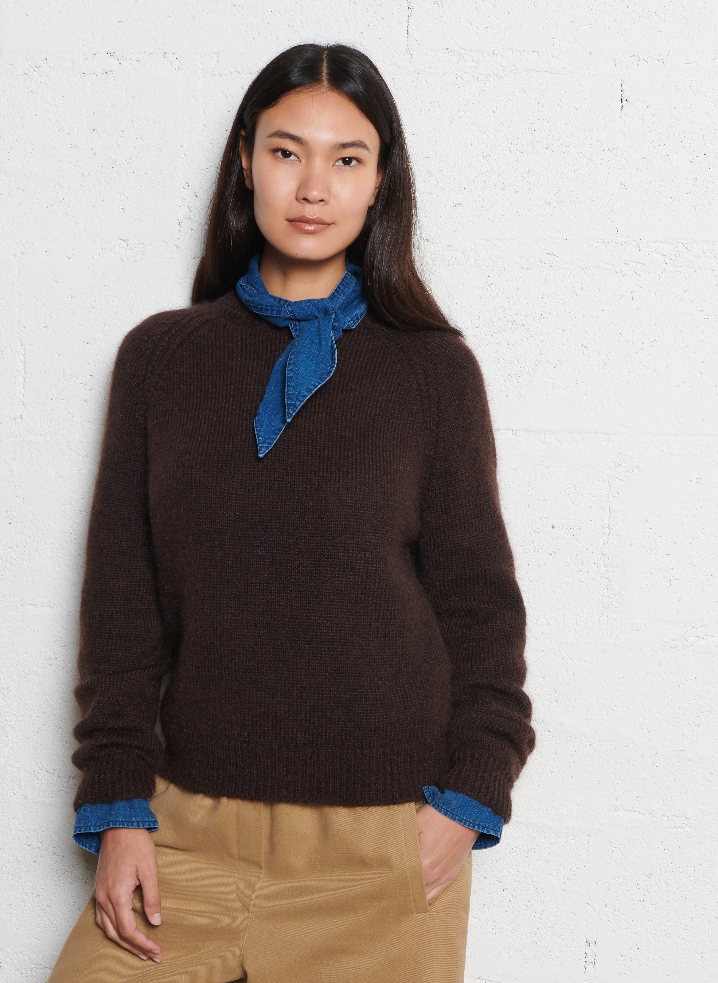 Rechte trui van gemengde mohair SUZIE WINKLE Bruin