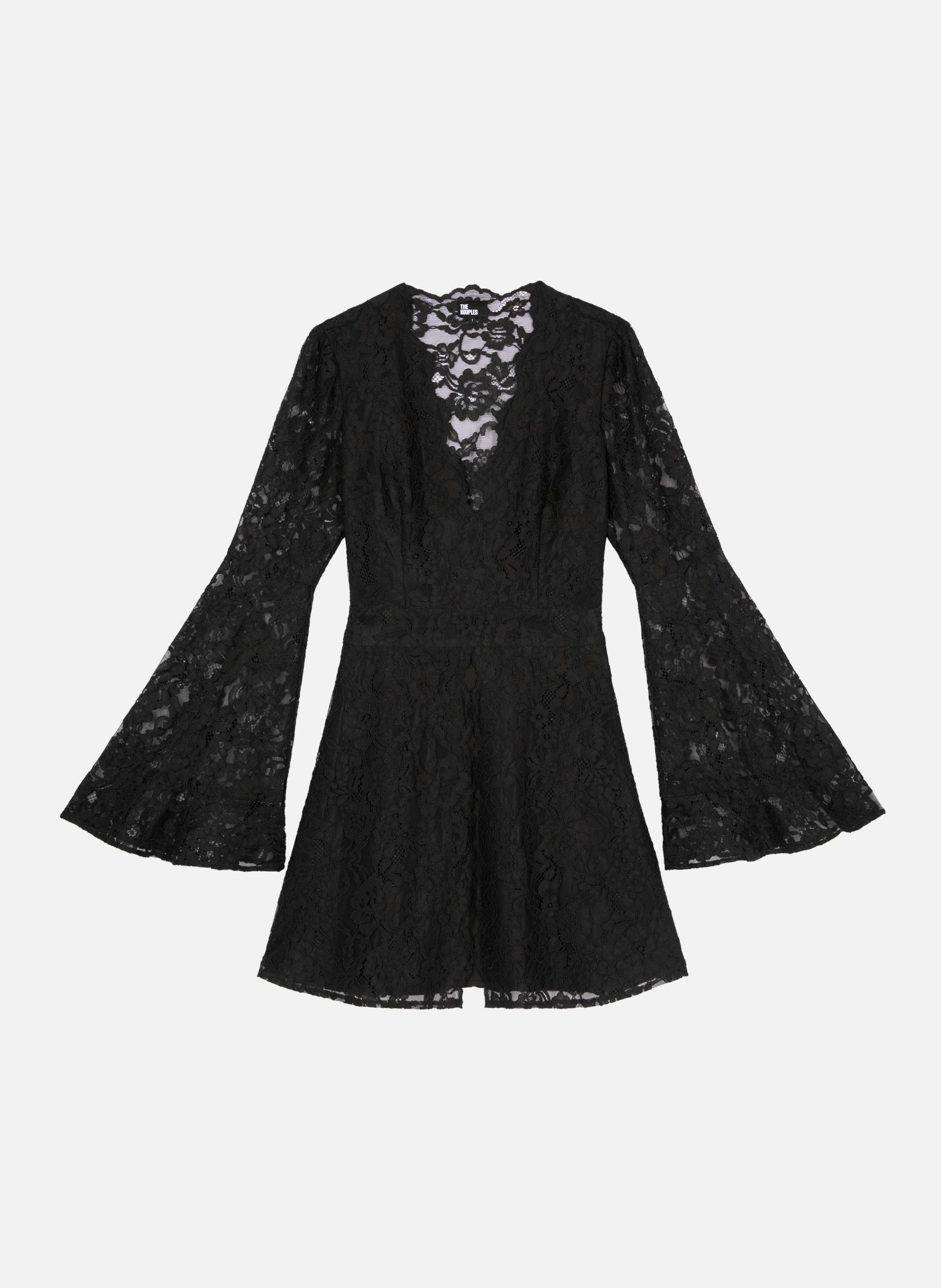 Short dress with flared sleeves in lace THE KOOPLES Black