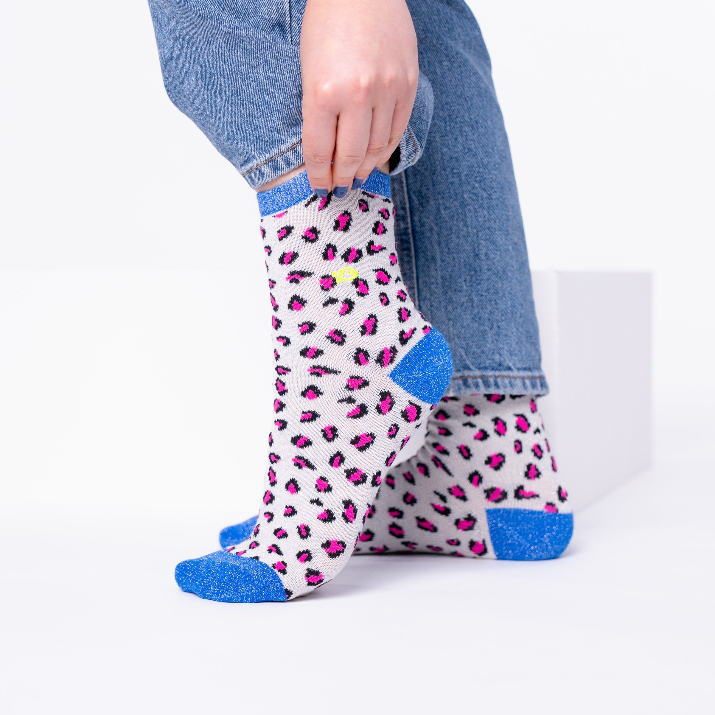 Leopard Combed Cotton Socks BILLYBELT White